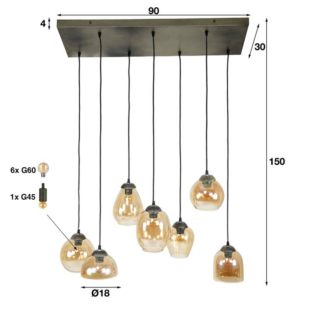 Hanglamp 4+3L mix