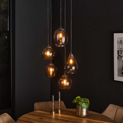 Hanglamp Mix Getrapt 5 Lichts Chroom Glas