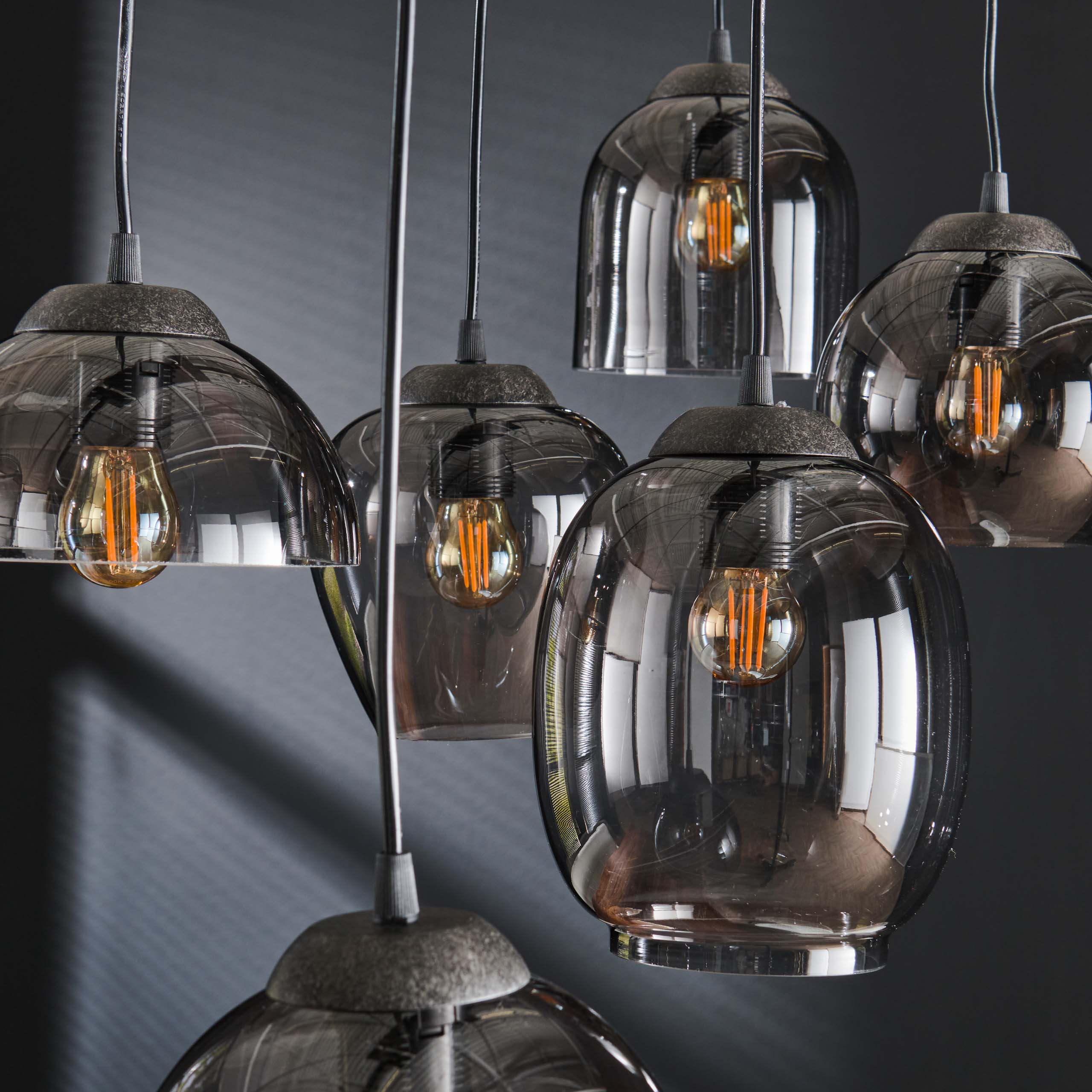 Hanglamp Mix Getrapt 5 Lichts Chroom Glas