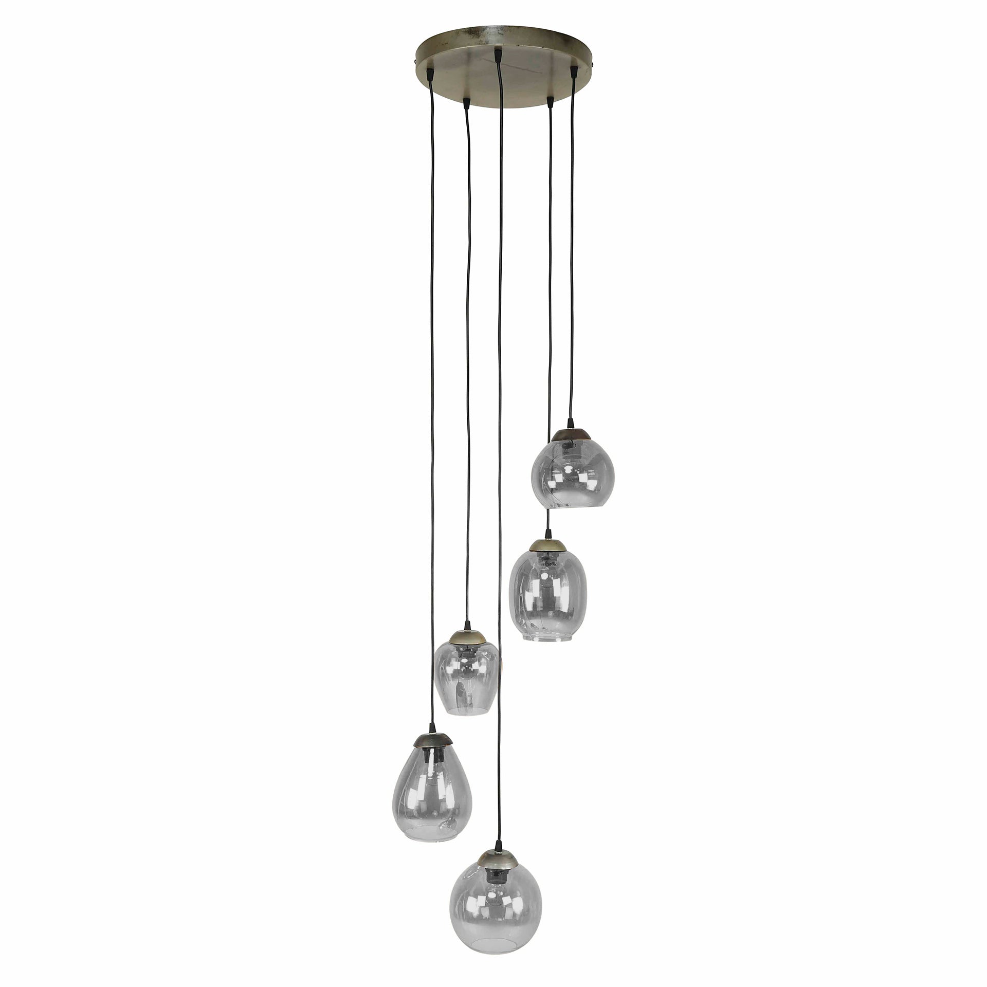Hanglamp Mix Getrapt 5 Lichts Chroom Glas