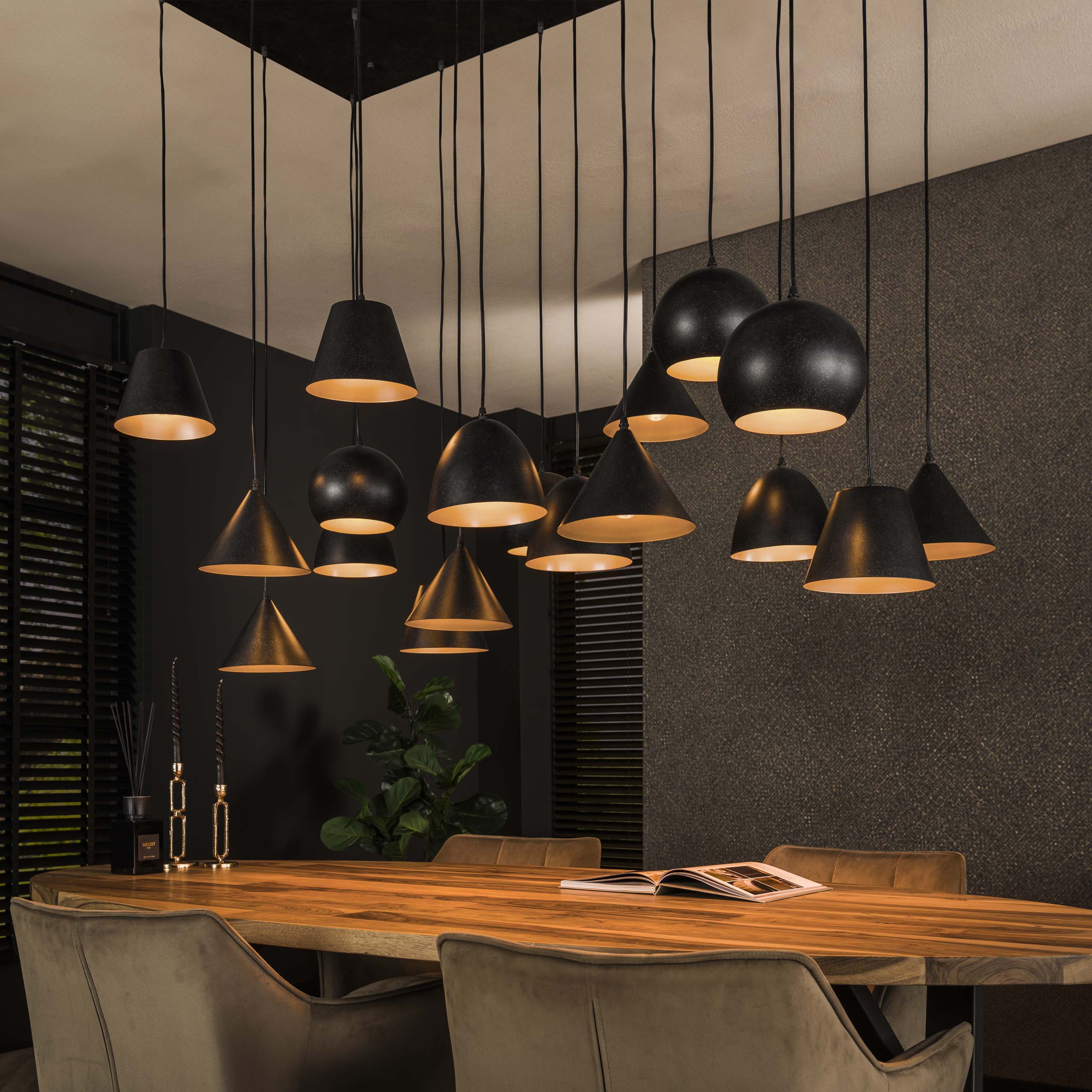 Hanglamp Metal XXL 6+6+6-lichts / Artic zwart