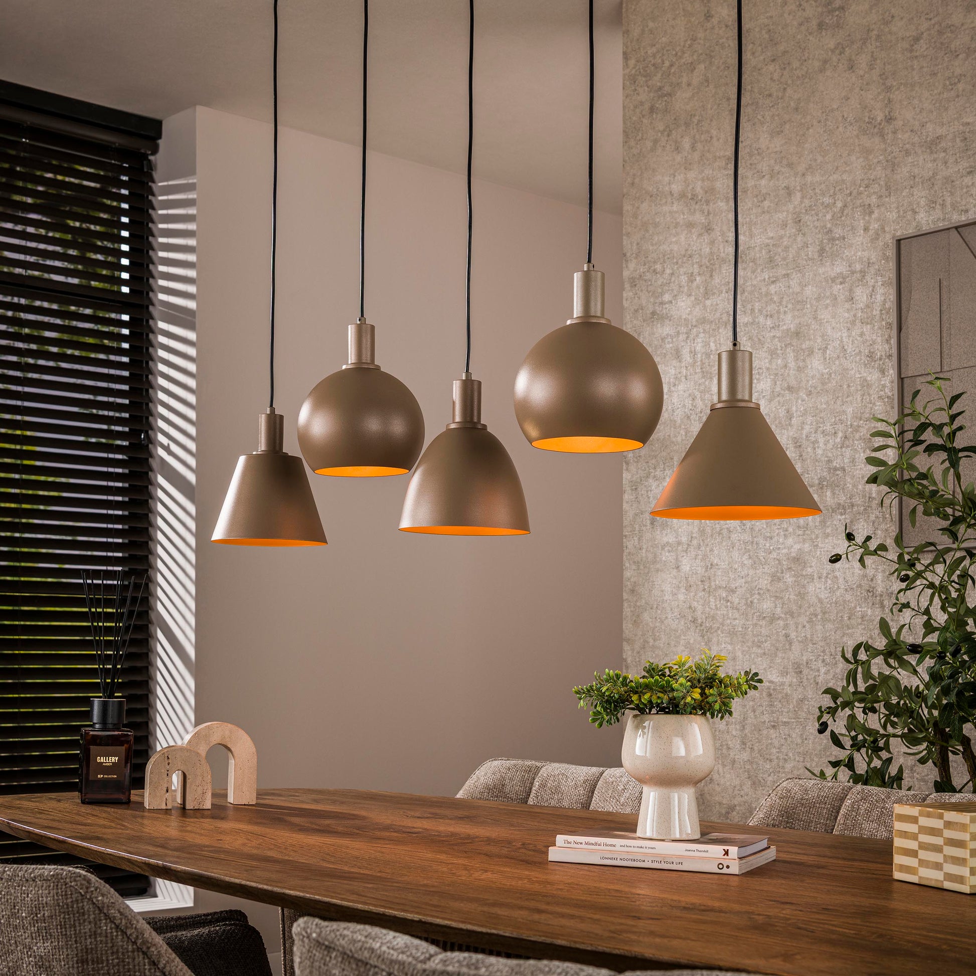 Hanglamp Metallo 5-lichts / Beige