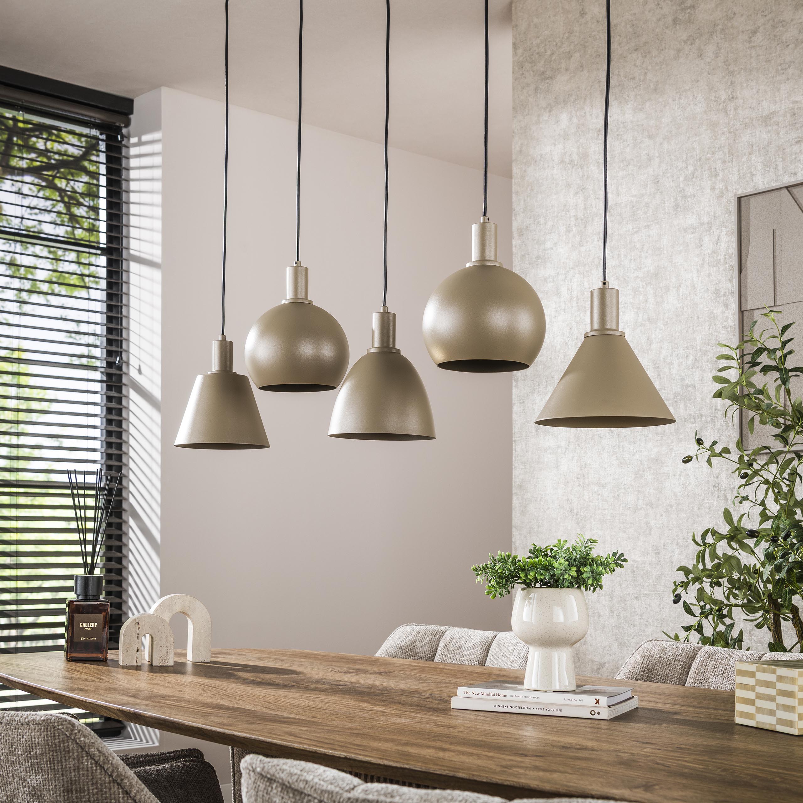 Hanglamp Metallo 5 Lichts Beige