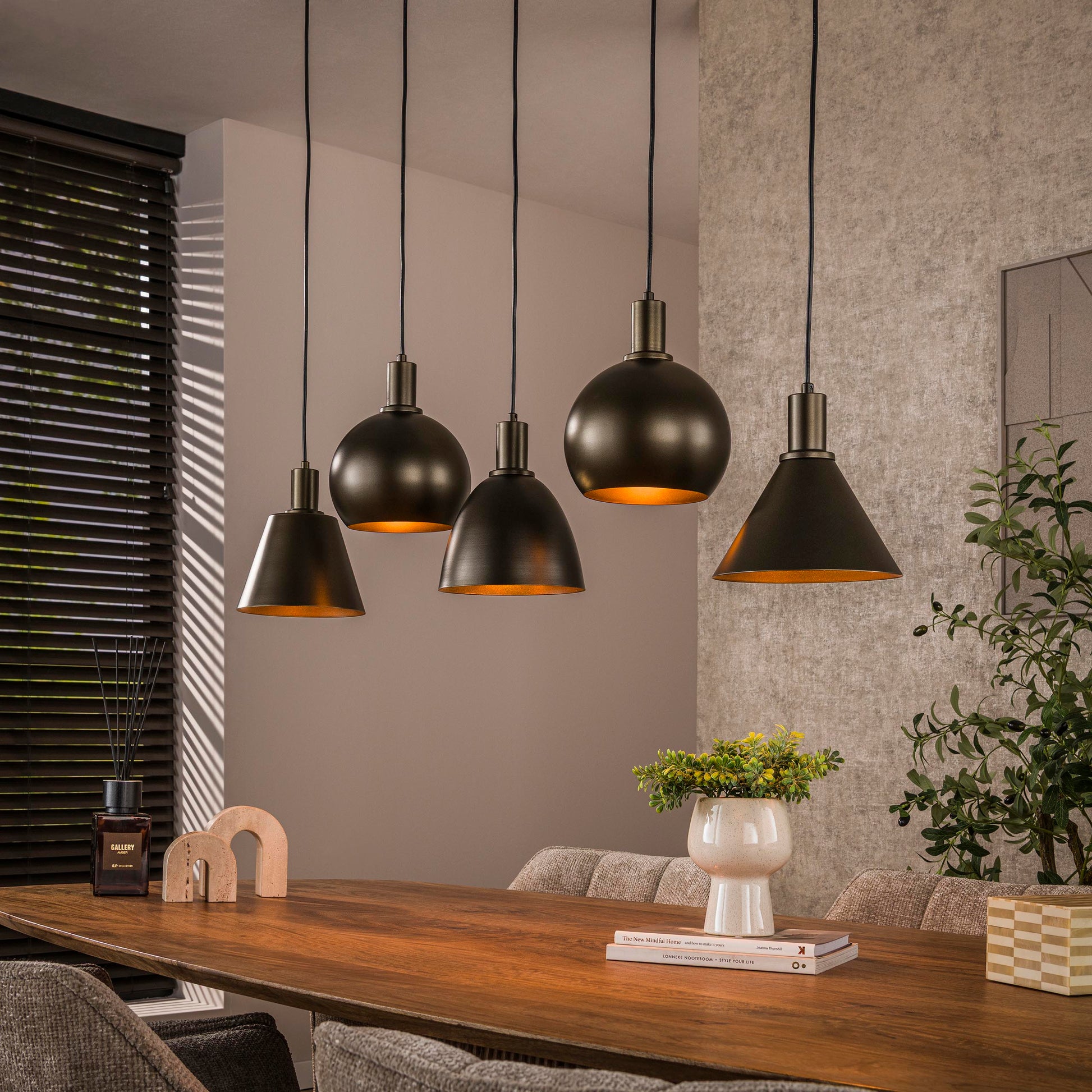 Hanglamp Metallo 5-lichts / Sienna bruin