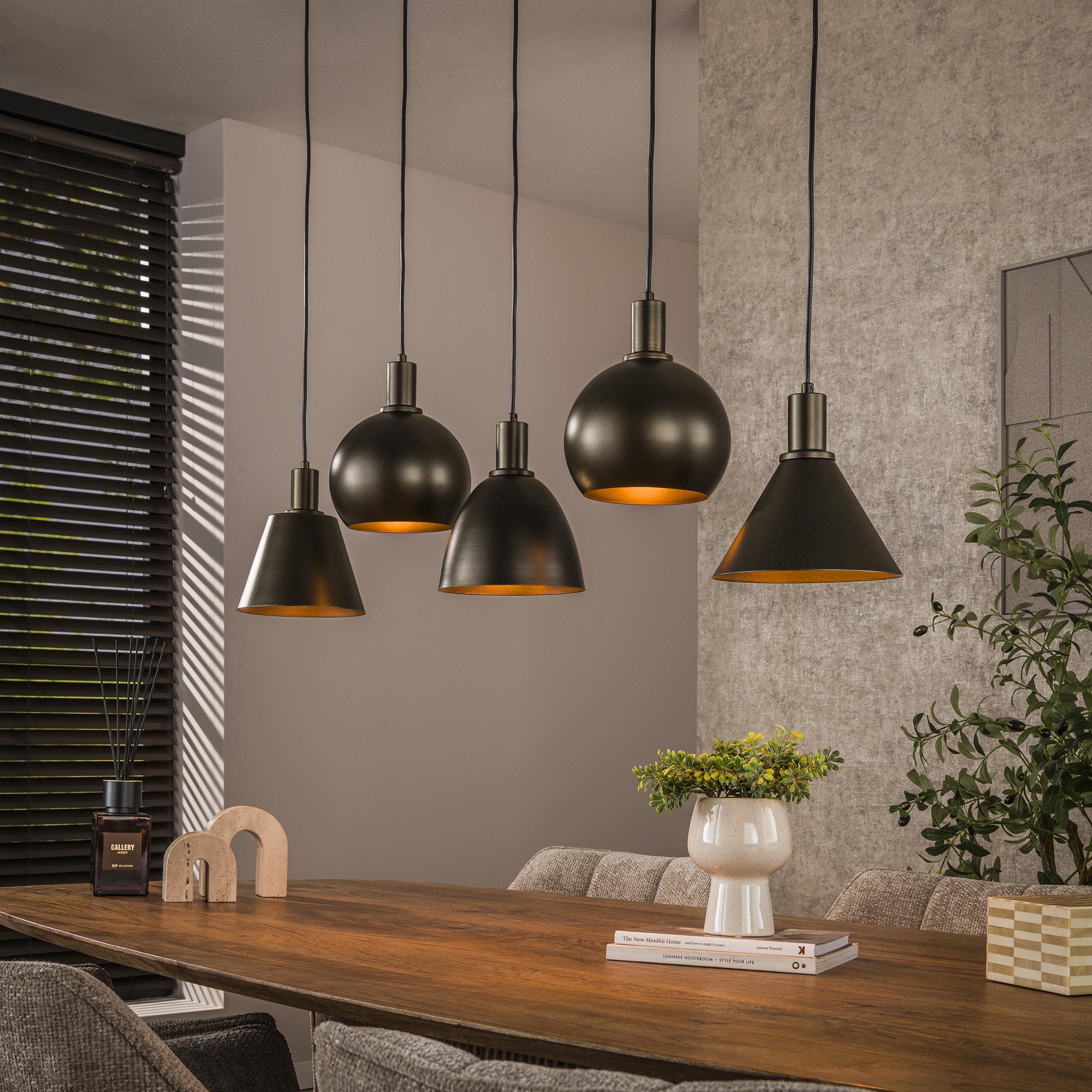 Hanglamp Metallo 5-lichts / Sienna bruin
