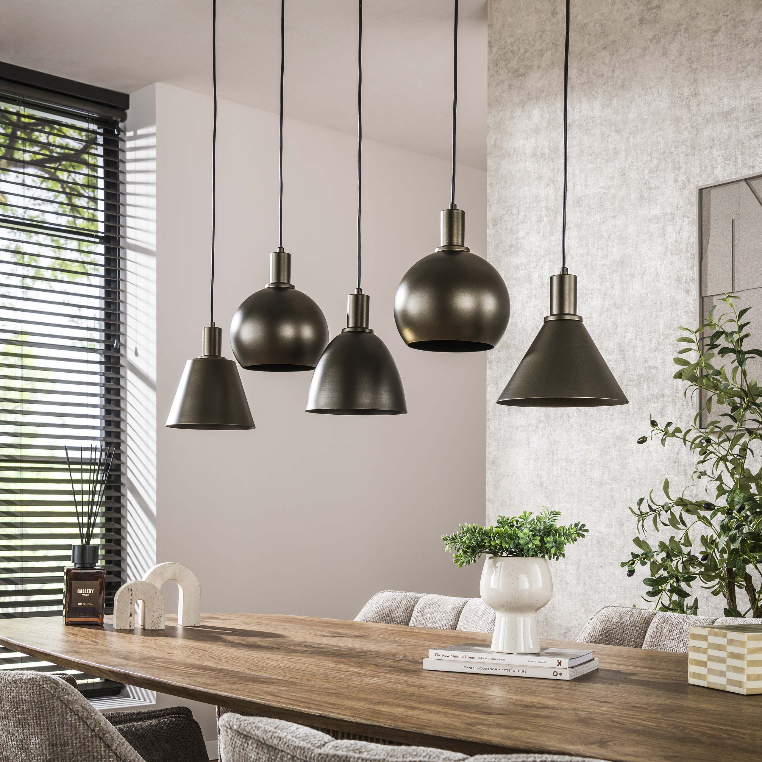 Hanglamp Metallo 5 Lichts Sienna Bruin