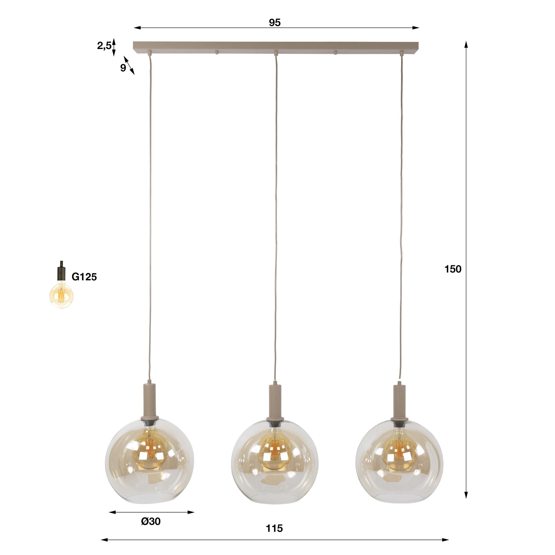 Hanglamp Sfera Tricolore 3-lichts / Beige