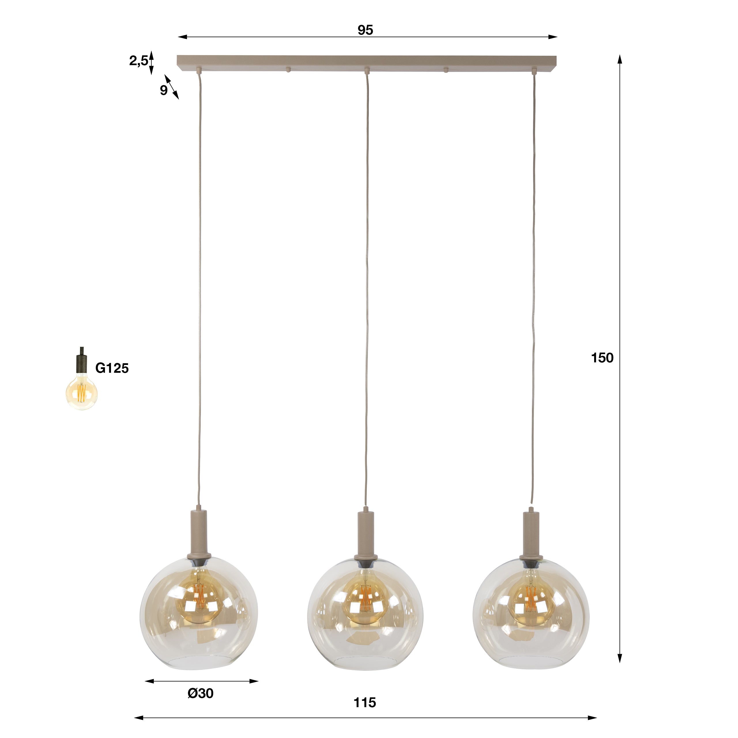Hanglamp Sfera Tricolore 3-lichts / Beige
