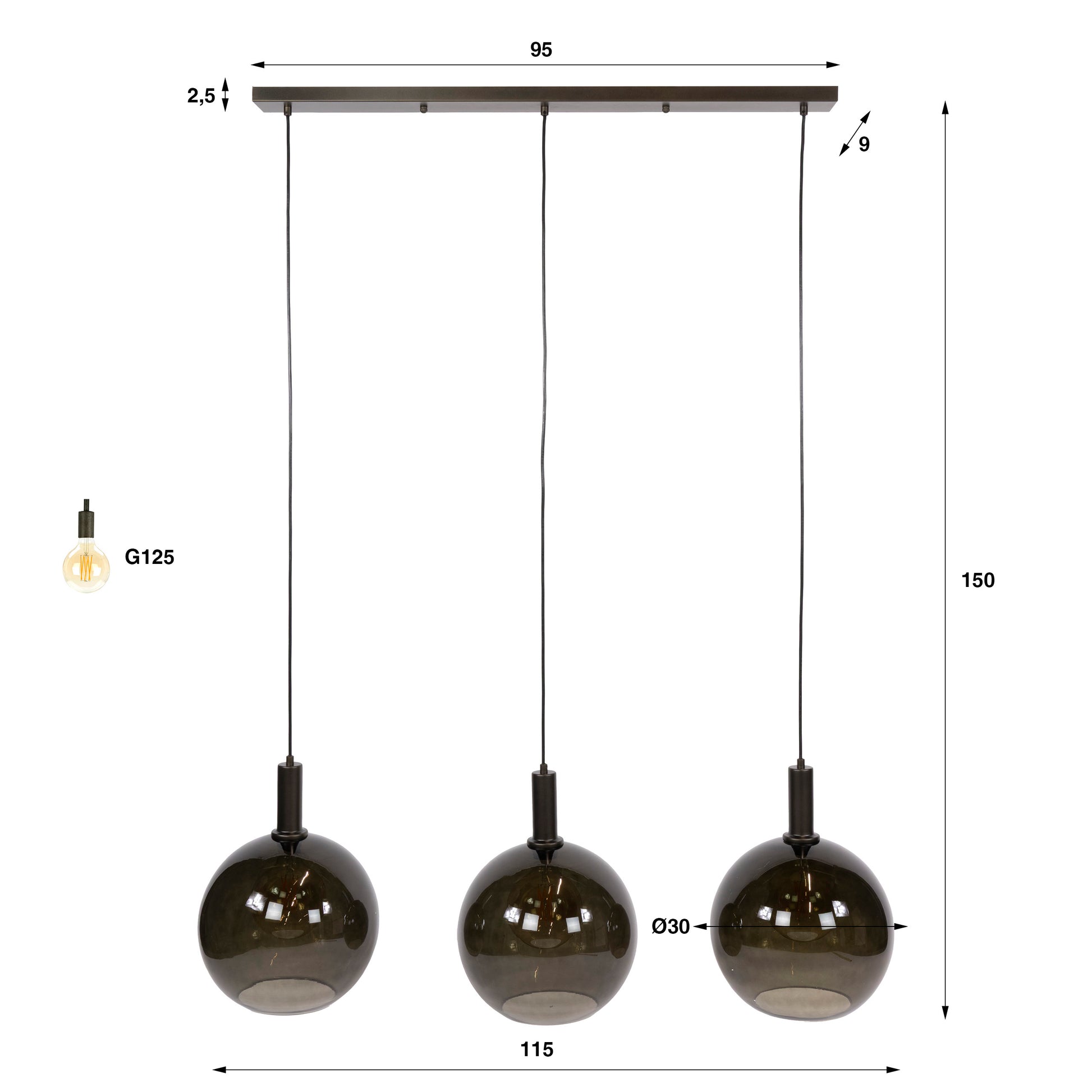 Hanglamp Sfera Tricolore 3-lichts / Sienna bruin