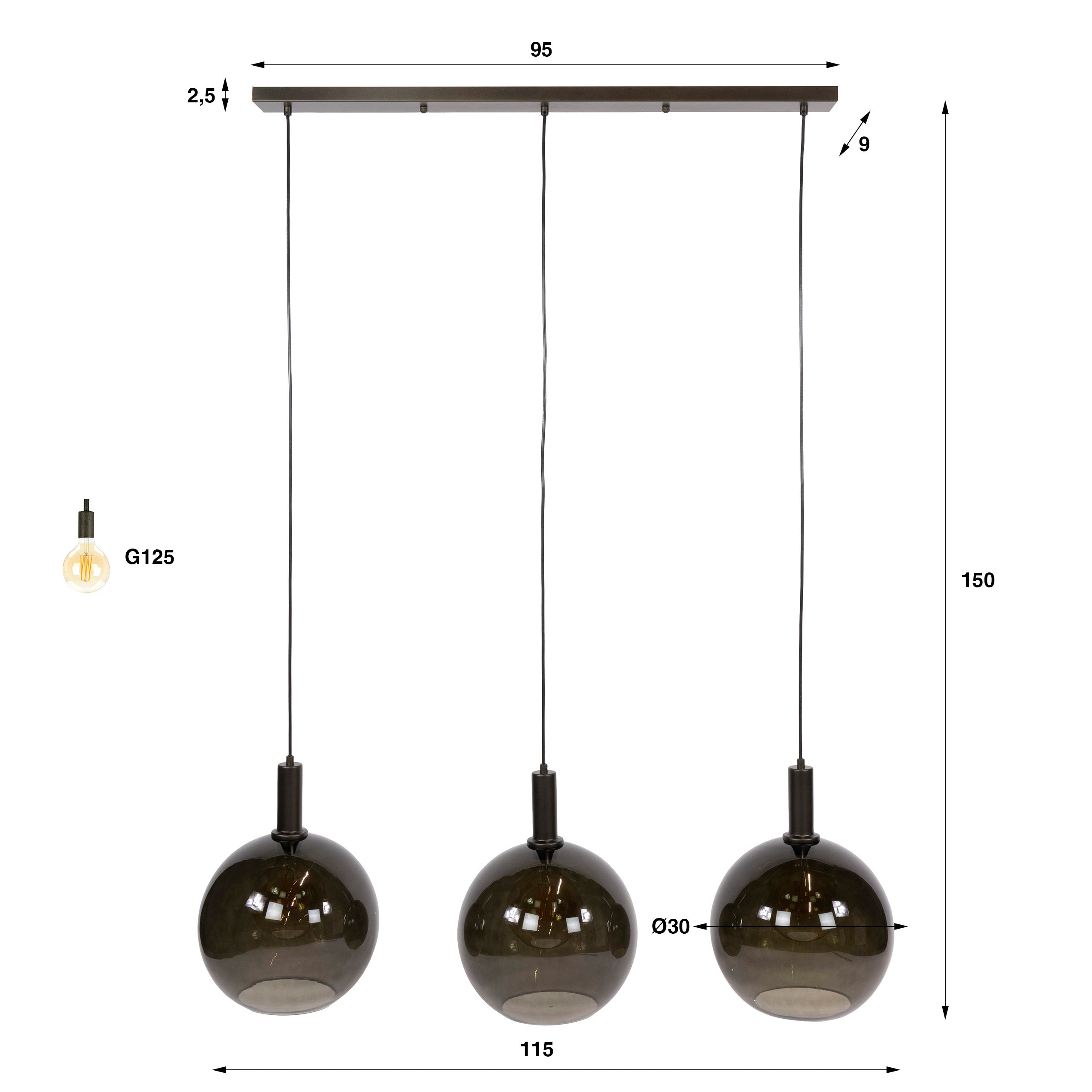 Hanglamp Sfera Tricolore 3-lichts / Sienna bruin