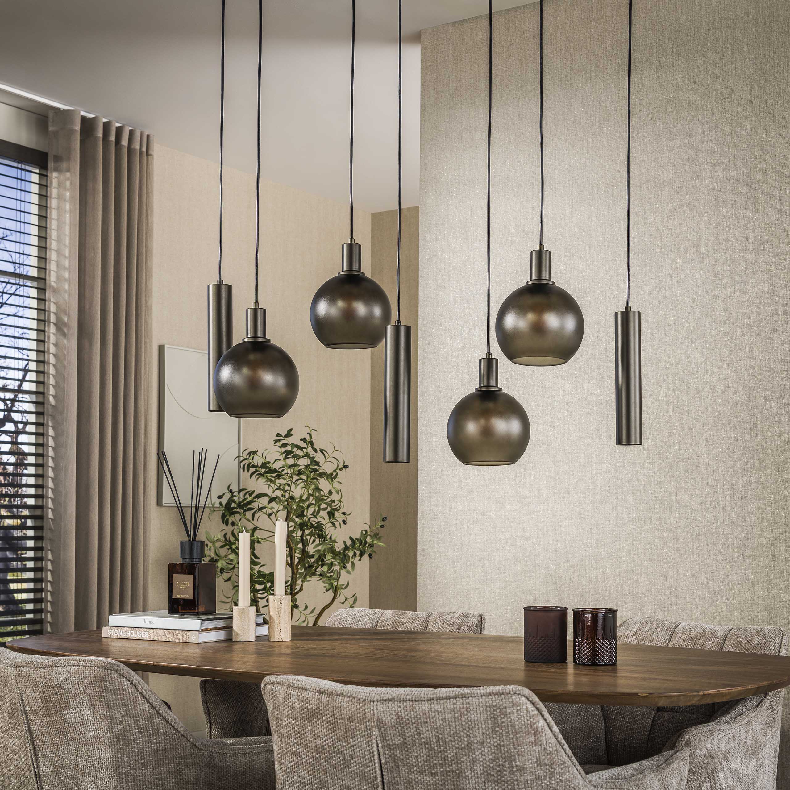 Hanglamp Sfera Tricolore 4+3-lichts / Sienna bruin-frosted
