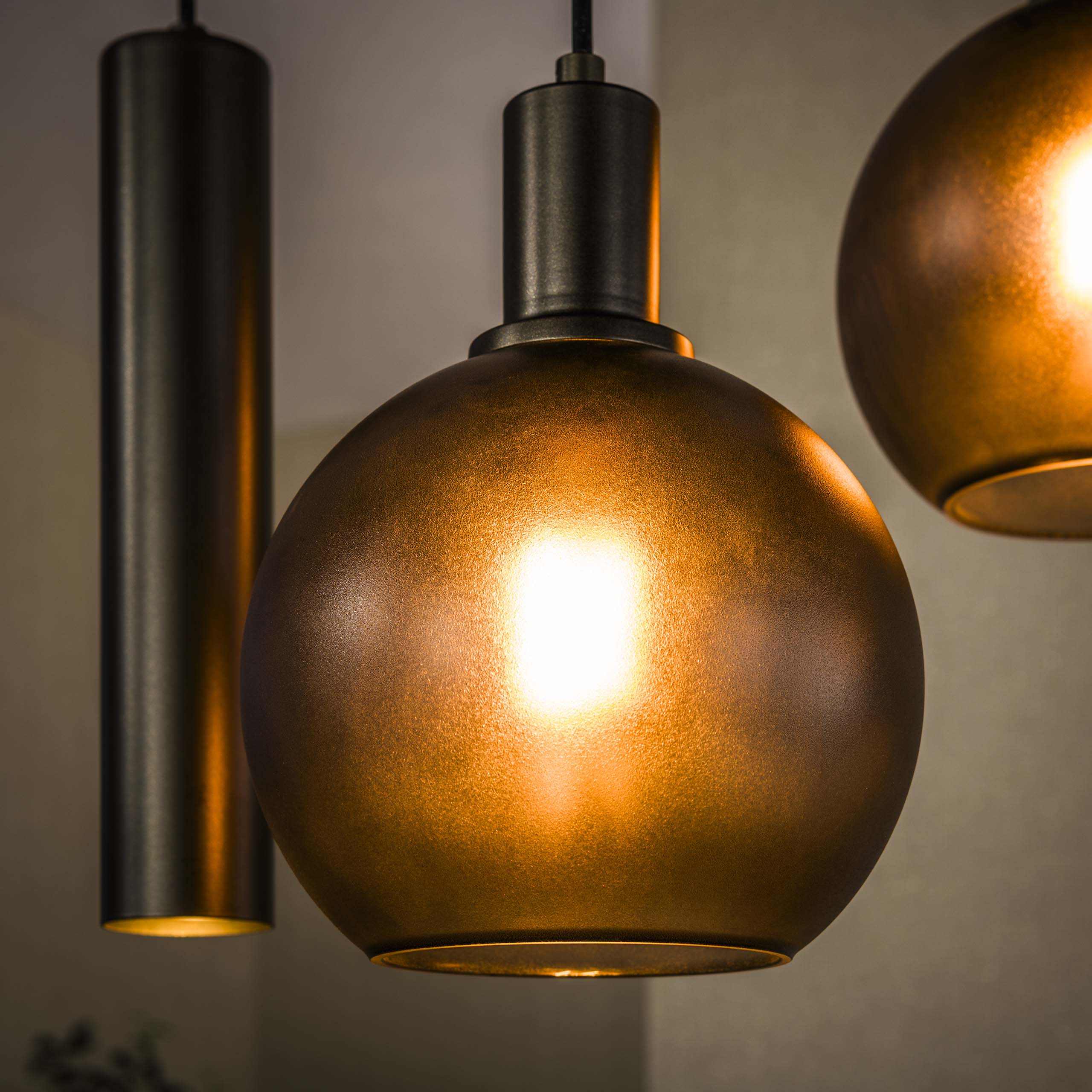 Hanglamp Sfera Tricolore 4+3-lichts / Sienna bruin-frosted