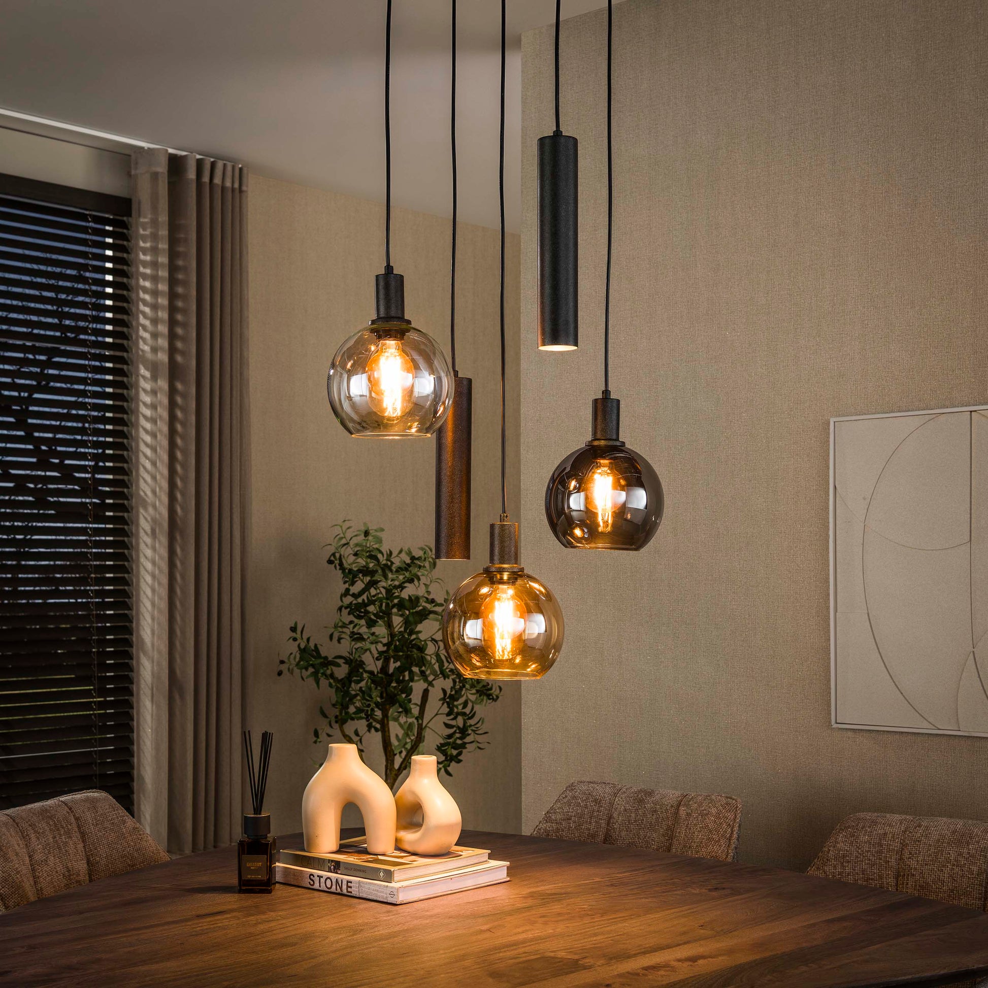 Hanglamp Sfera Tricolore getrapt 5-lichts / Artic zwart