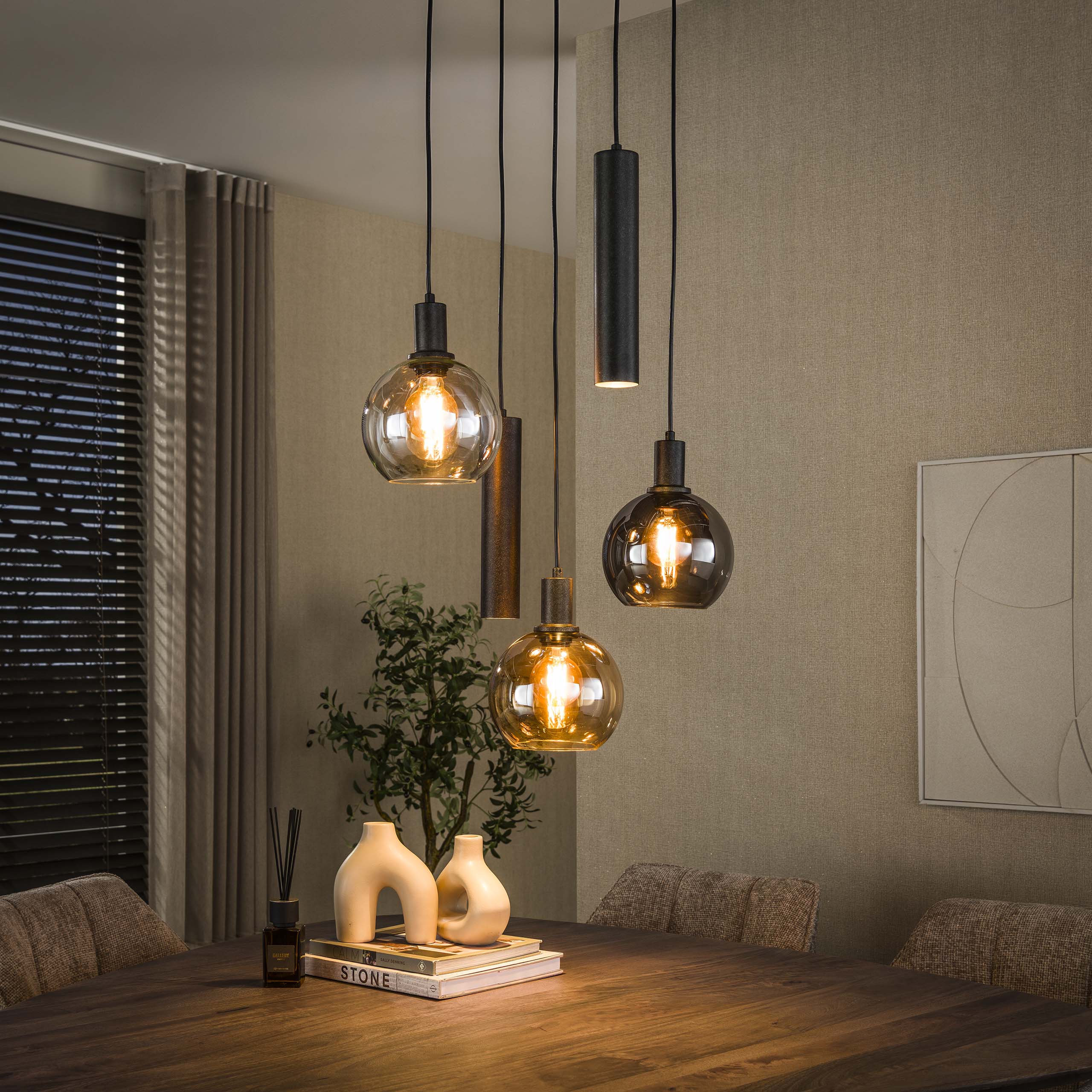 Hanglamp Sfera Tricolore getrapt 5-lichts / Artic zwart
