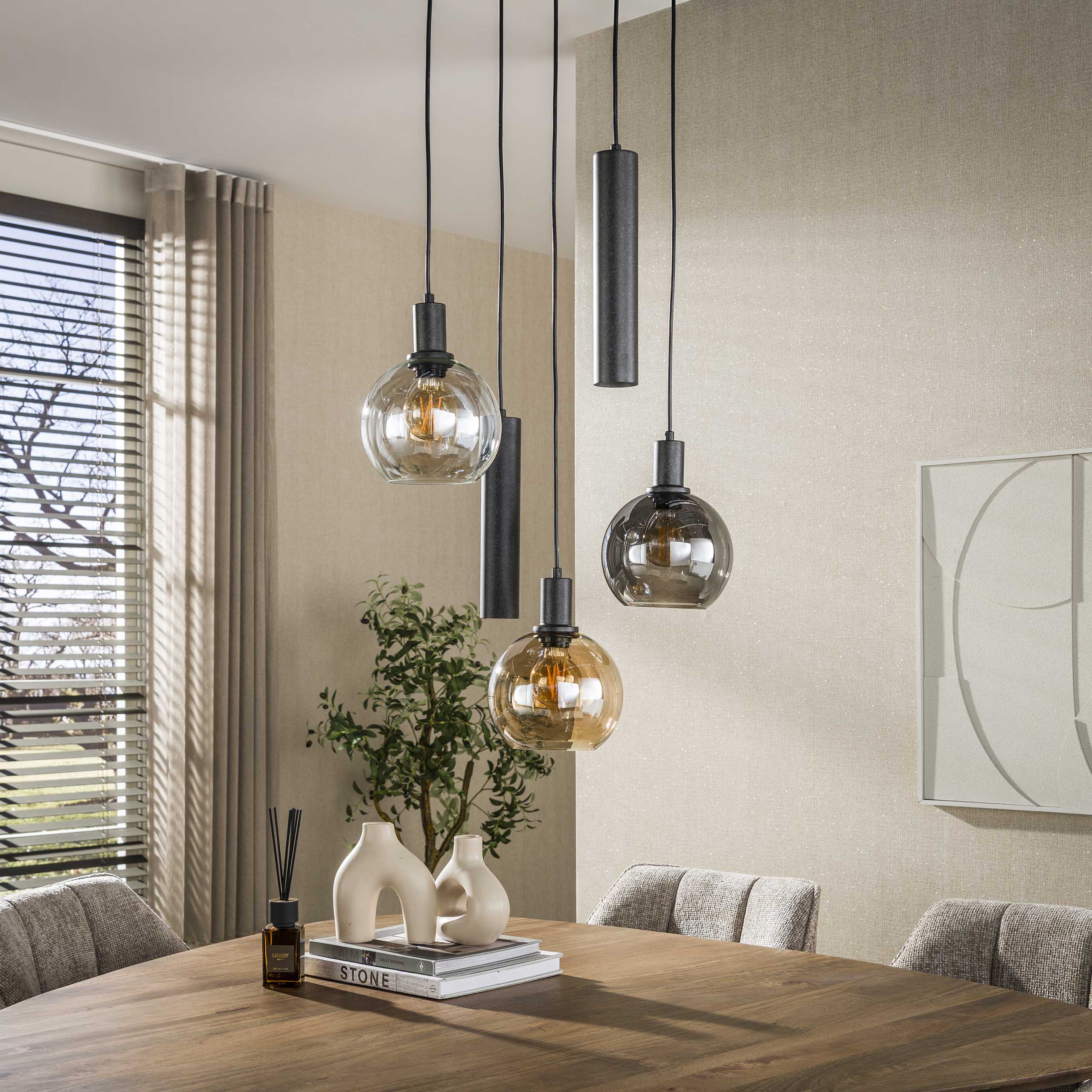Hanglamp Sfera Tricolore getrapt 5-lichts / Artic zwart