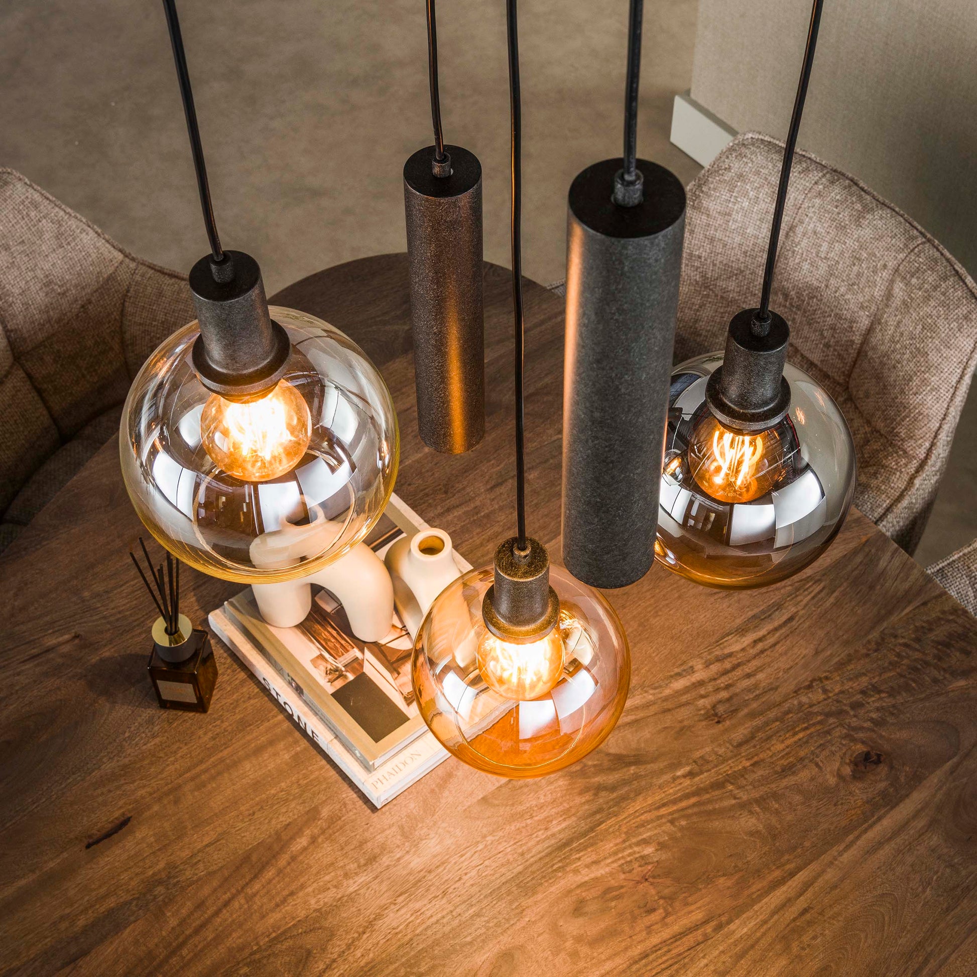 Hanglamp Sfera Tricolore getrapt 5-lichts / Artic zwart