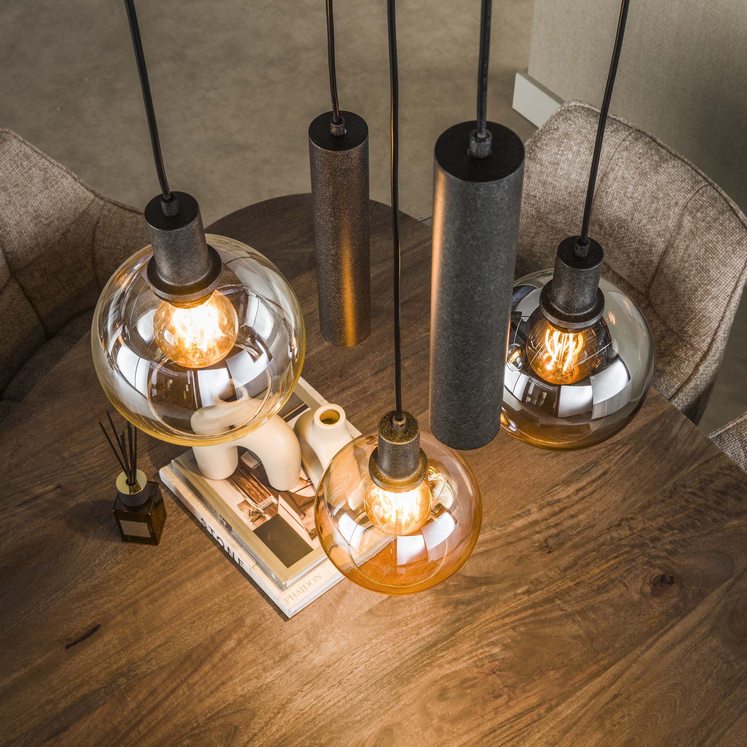 Hanglamp Sfera Tricolore getrapt 5-lichts / Artic zwart