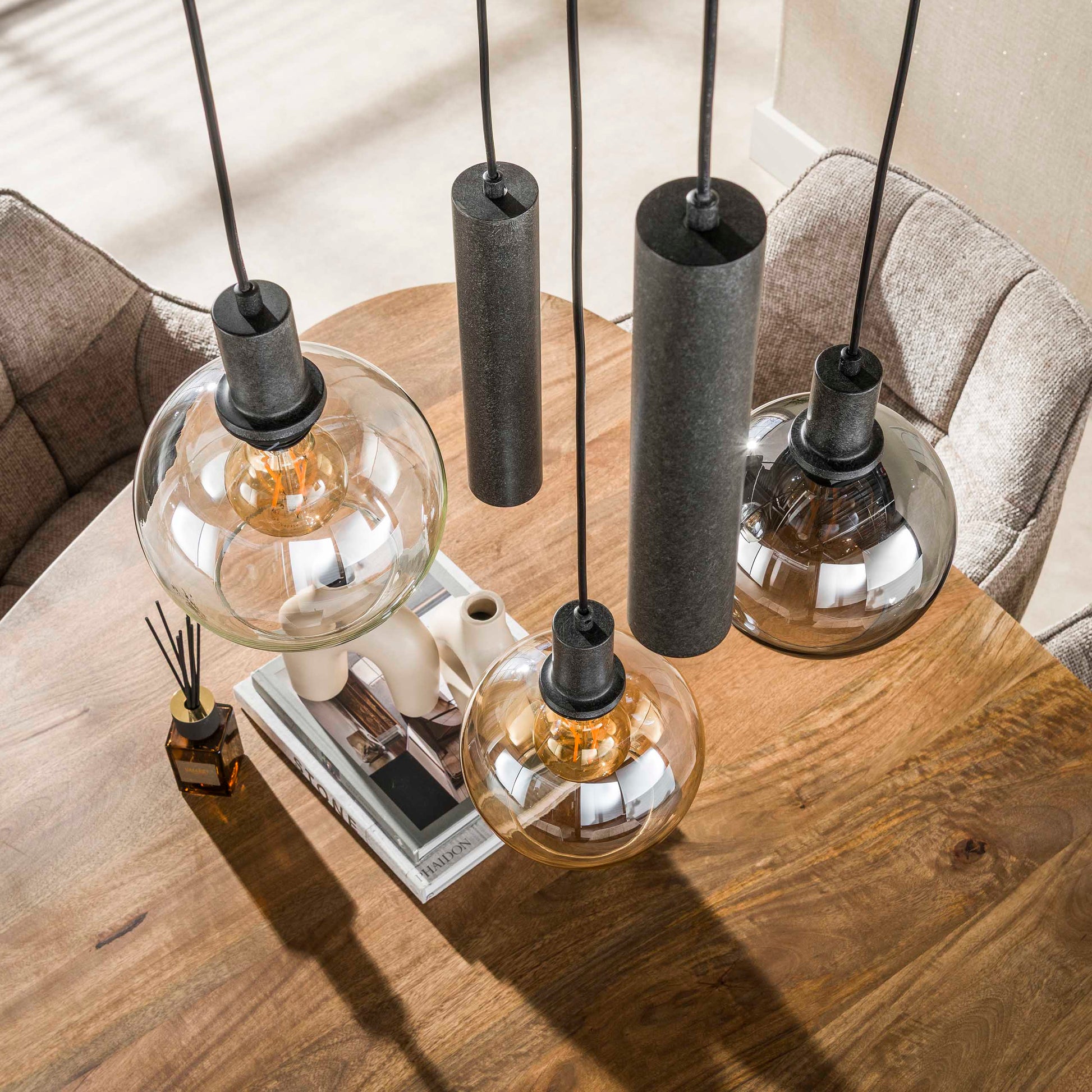 Hanglamp Sfera Tricolore getrapt 5-lichts / Artic zwart