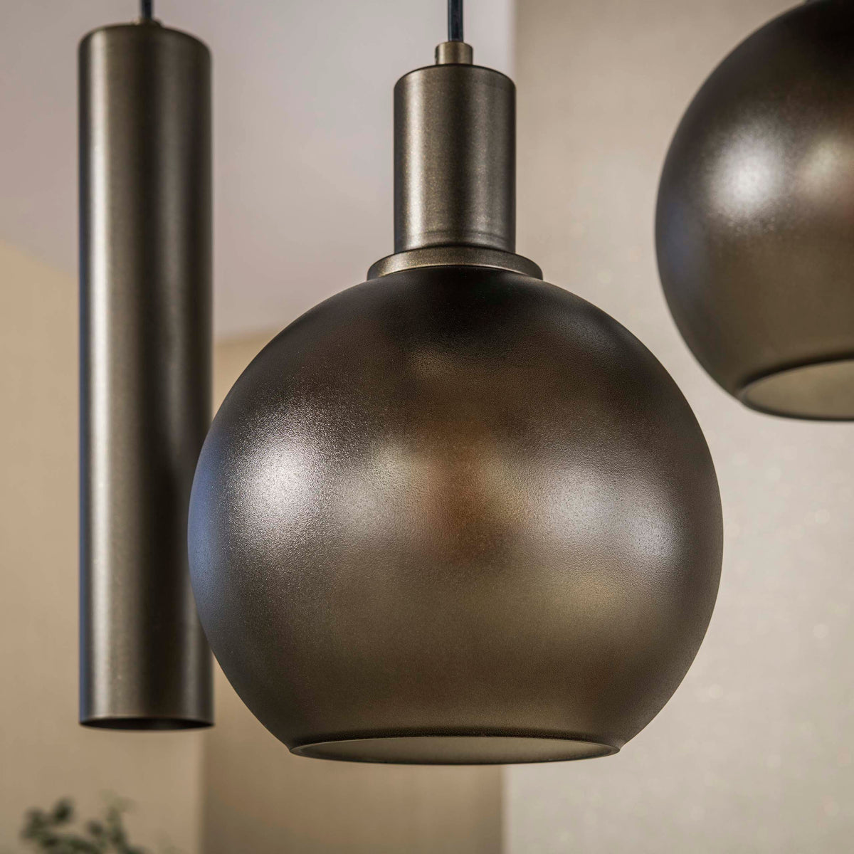 Hanglamp Sfera Tricolore getrapt 5-lichts / Sienna bruin-frosted