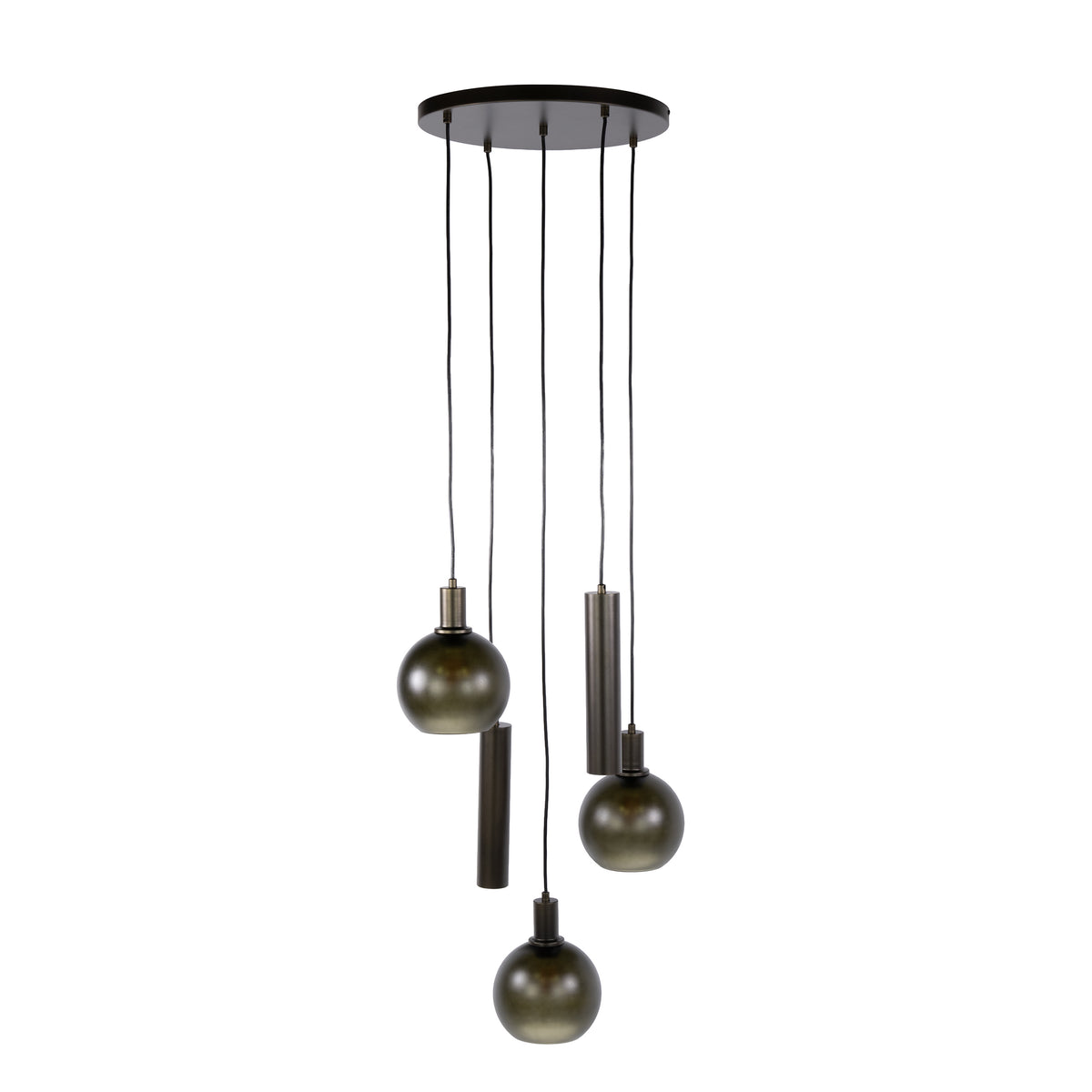 Hanglamp Sfera Tricolore getrapt 5-lichts / Sienna bruin-frosted