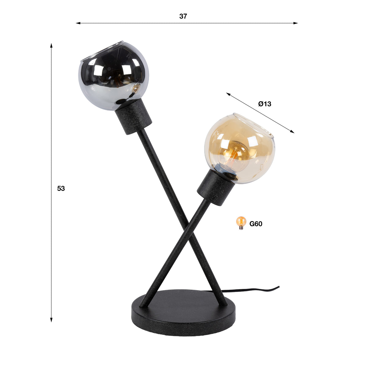 Tafellamp Sfera Tricolore 2-lichts / Artic zwart