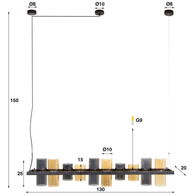 Hanglamp 10L cylinder mixed glass (G9)