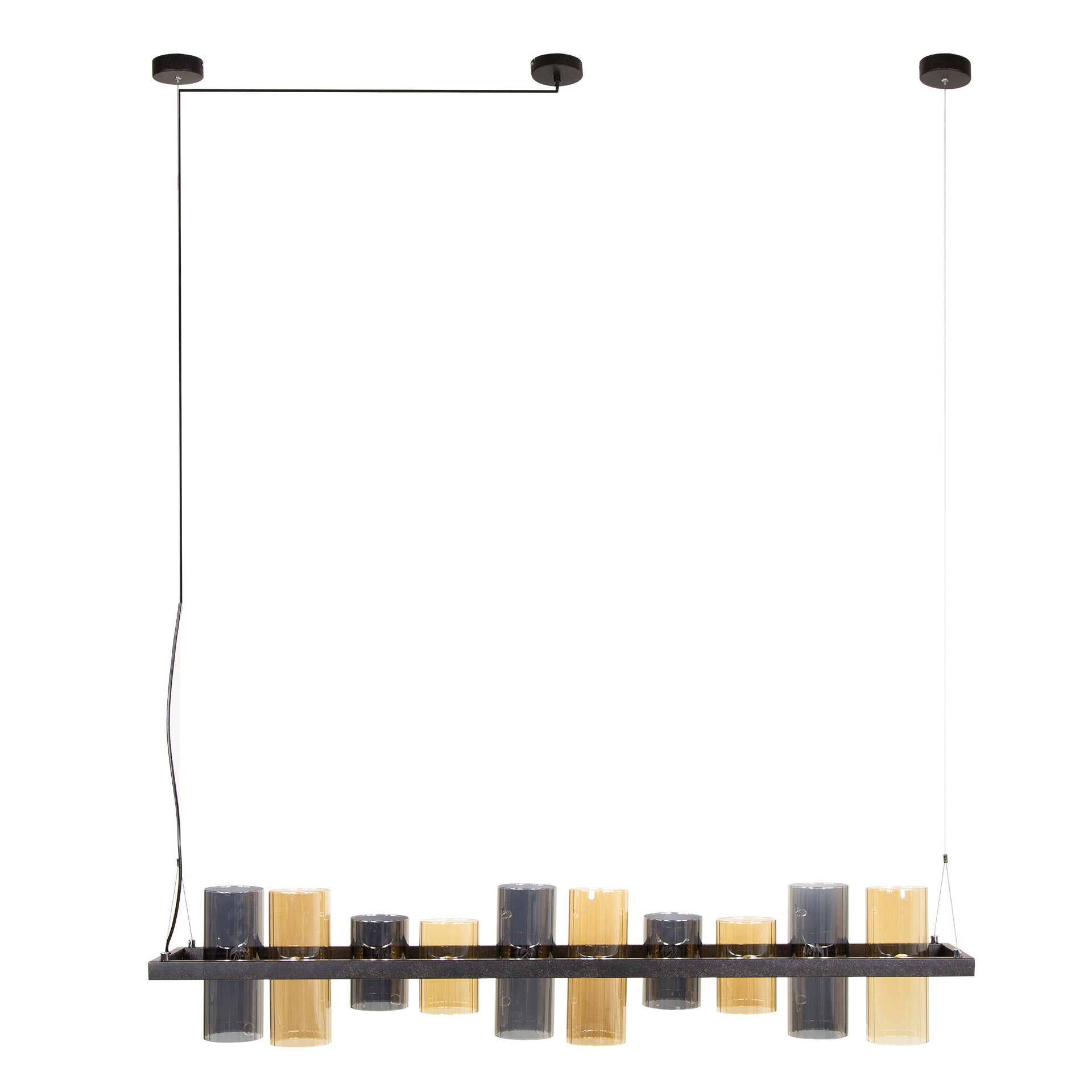 Hanglamp Cylinder Glass 10 Light Artic Zwart