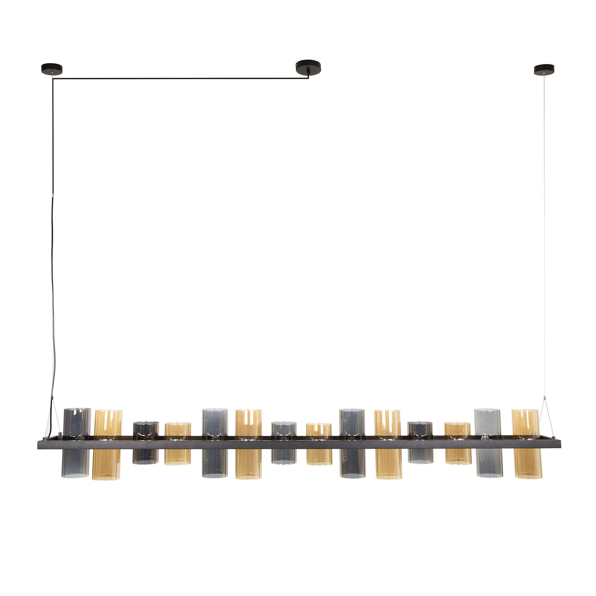 Hanglamp Cylinder Glass 14 Lichts Artic Zwart