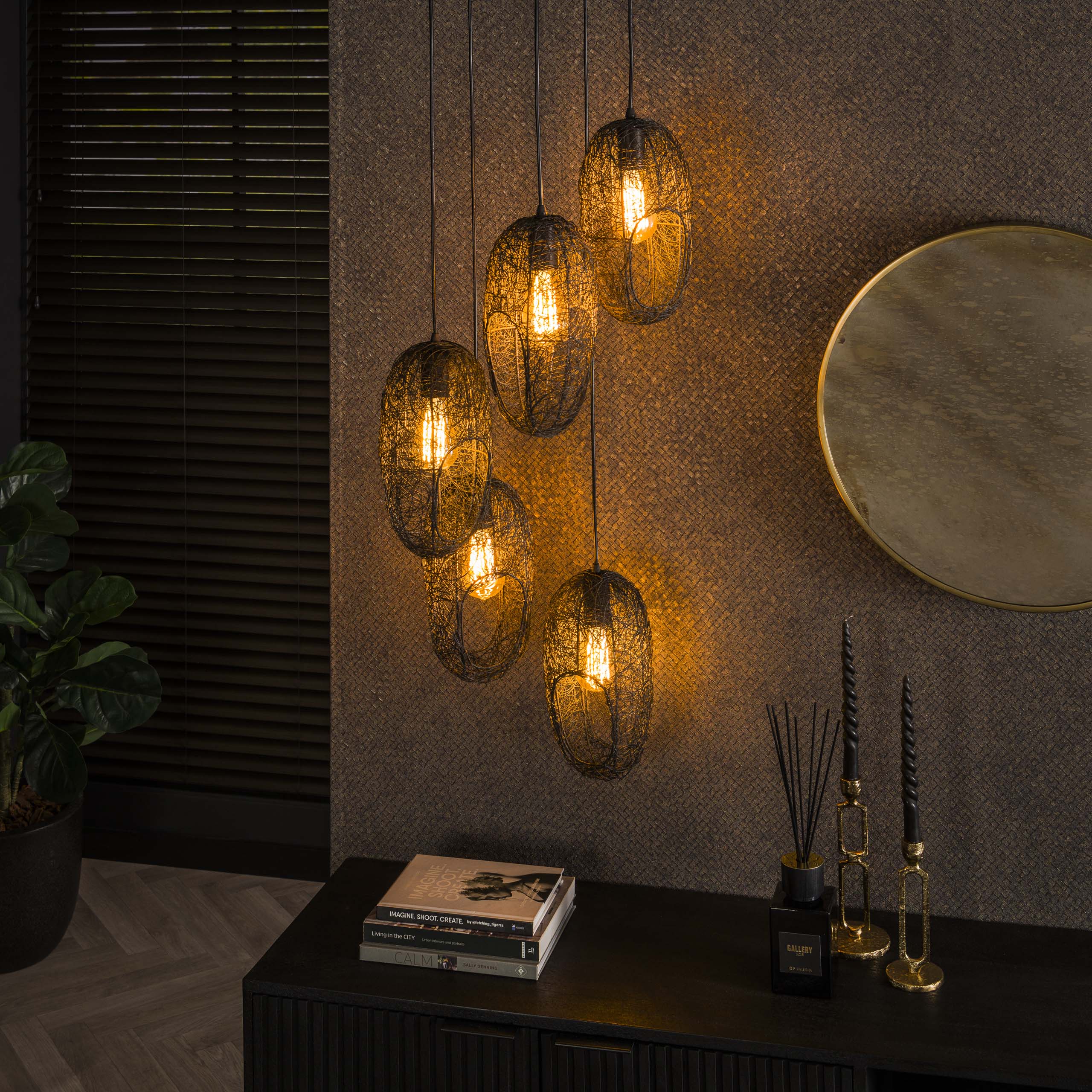 Hanglamp Open Eye 5-lichts / Artic zwart