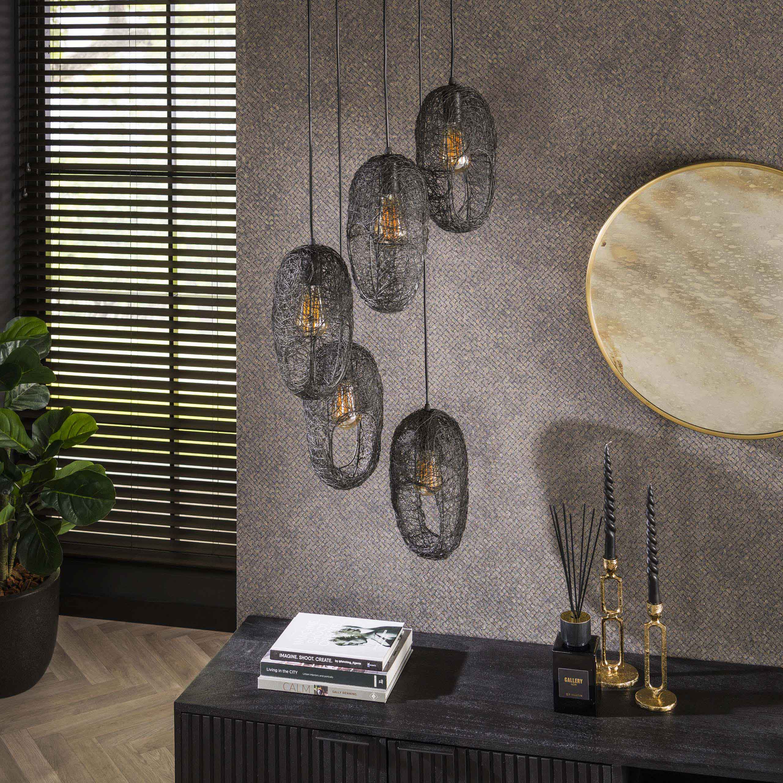 Hanglamp Open Eye 5 Lichts Artic Zwart