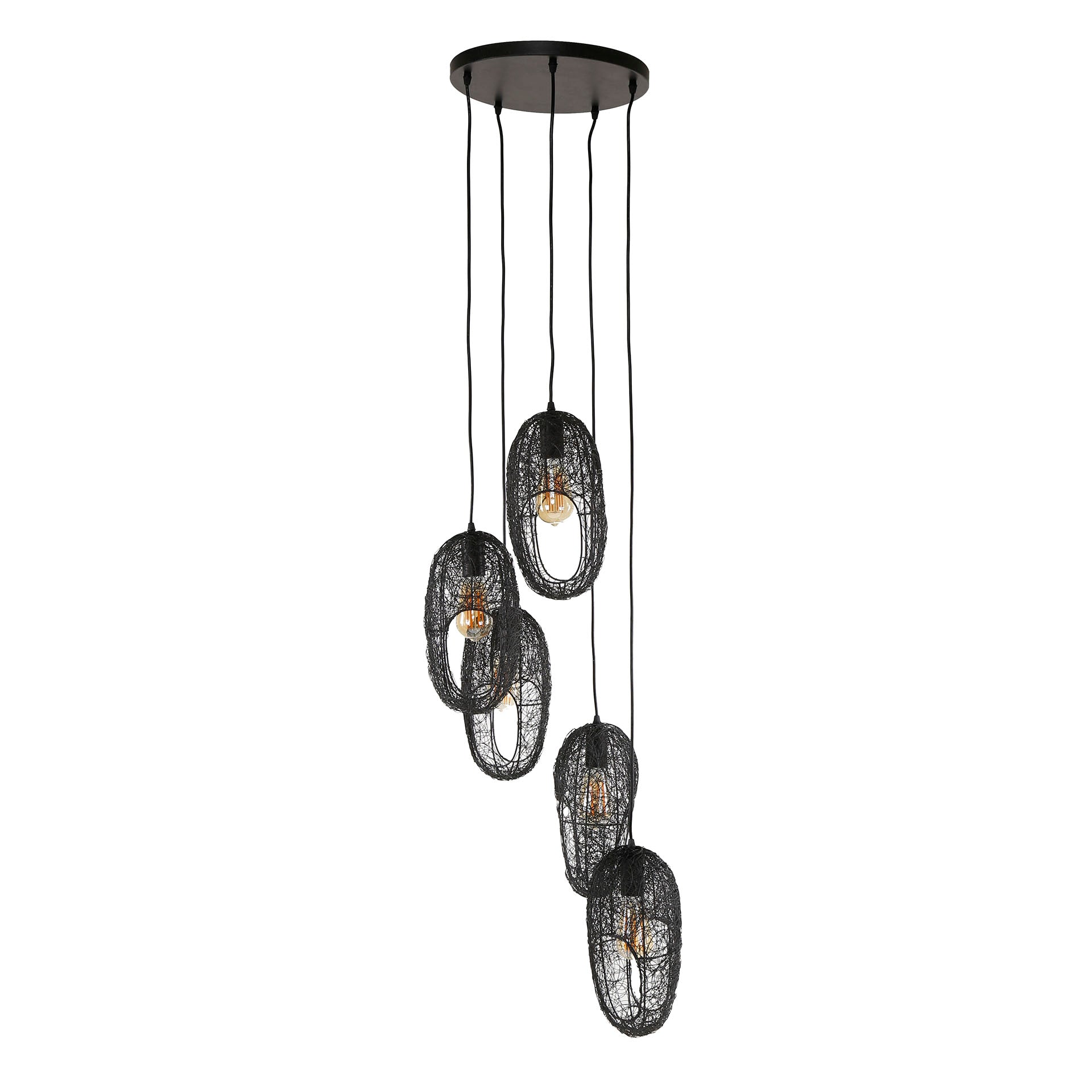 Hanglamp Open Eye 5 Lichts Artic Zwart