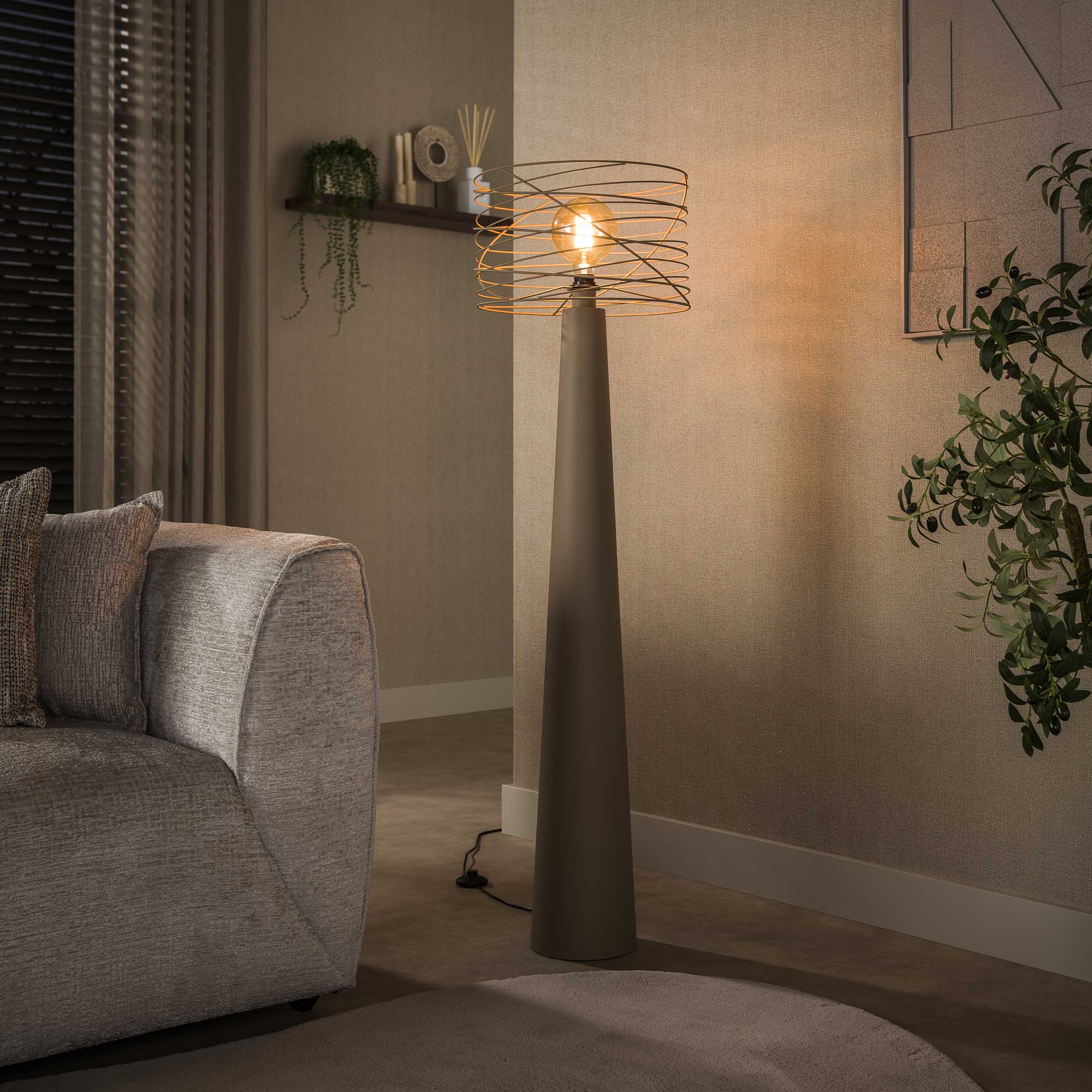 Vloerlamp Curl 1-lichts / Beige