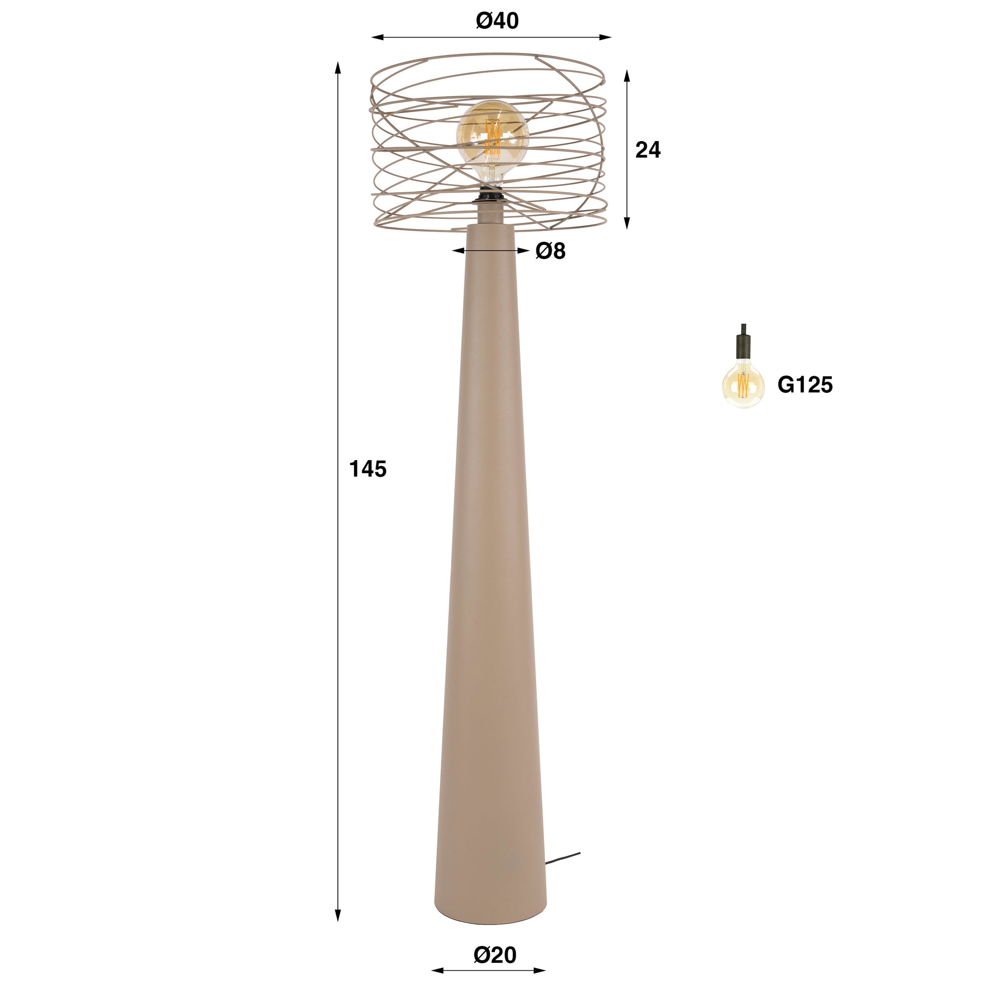 Vloerlamp Curl 1-lichts / Beige