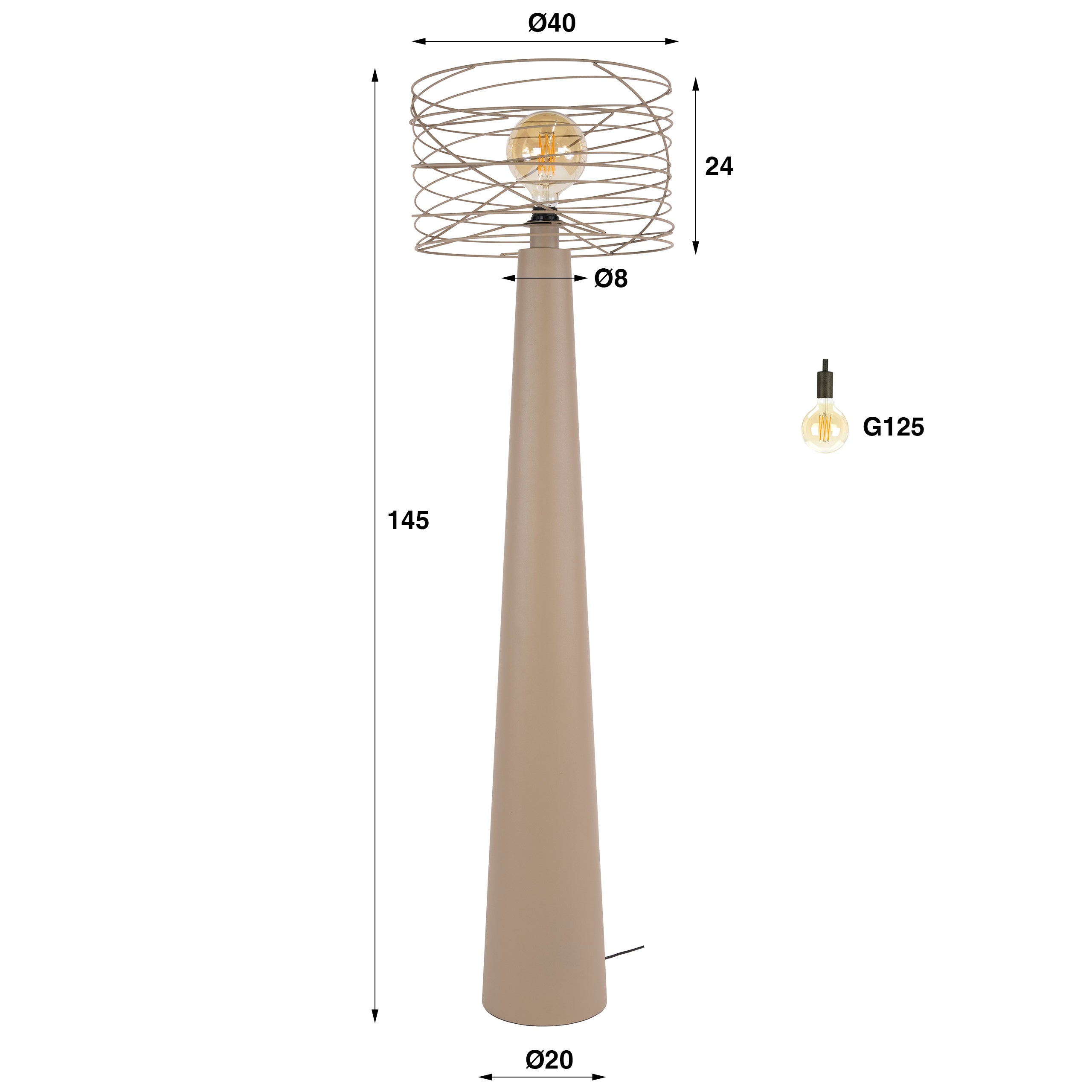 Vloerlamp Curl 1-lichts / Beige