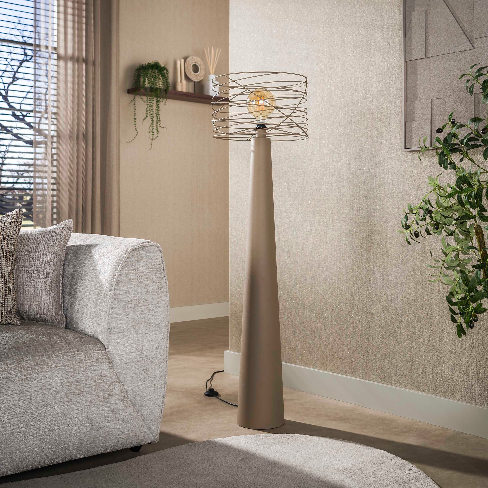 Vloerlamp Curl 1-lichts / Beige