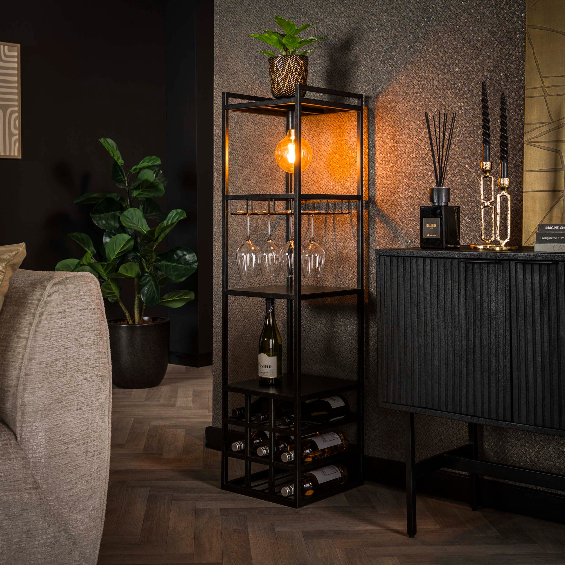 Wijnreklamp Decorate 1-lichts / Charcoal