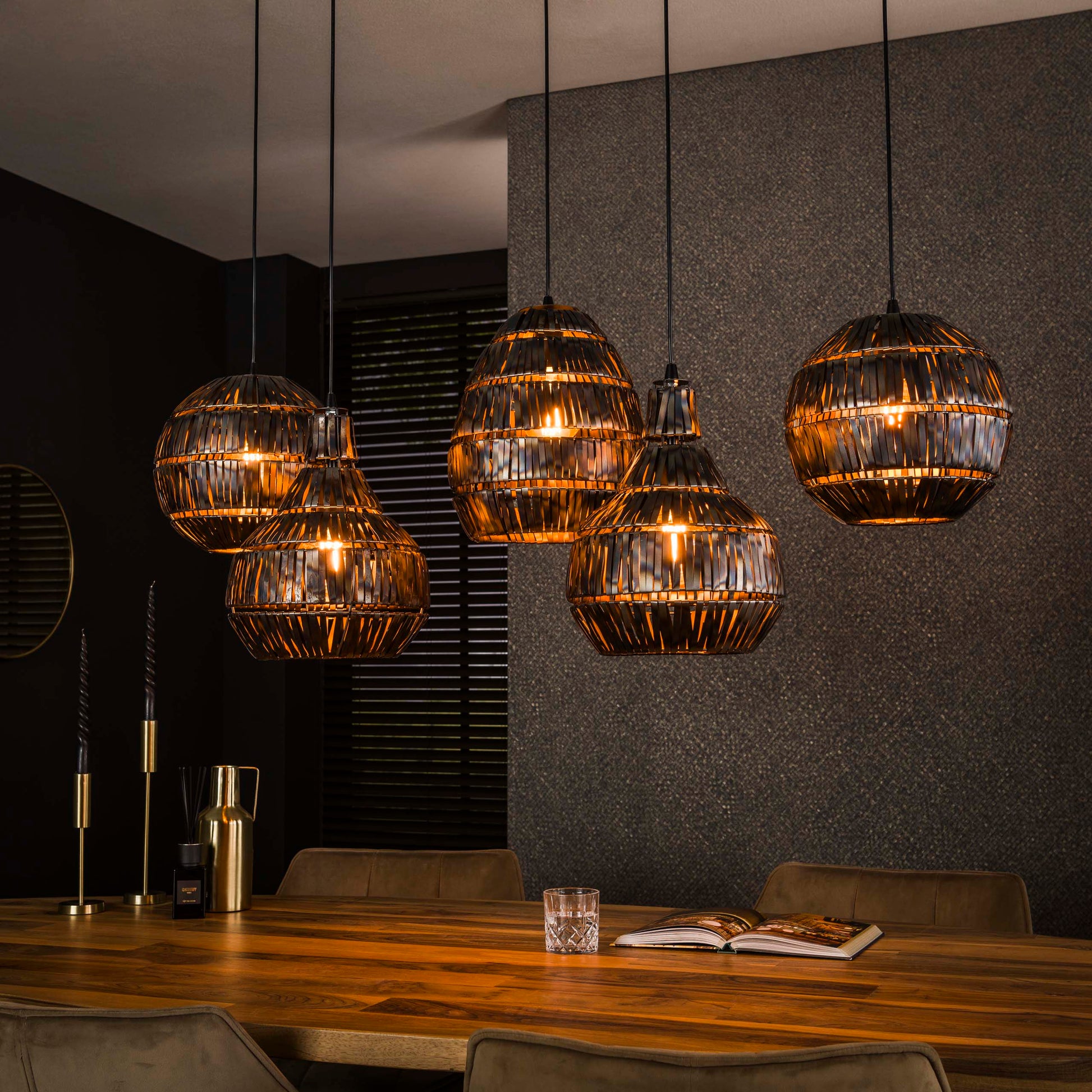 Hanglamp Multi Shade 5-lichts / Zwart bruin