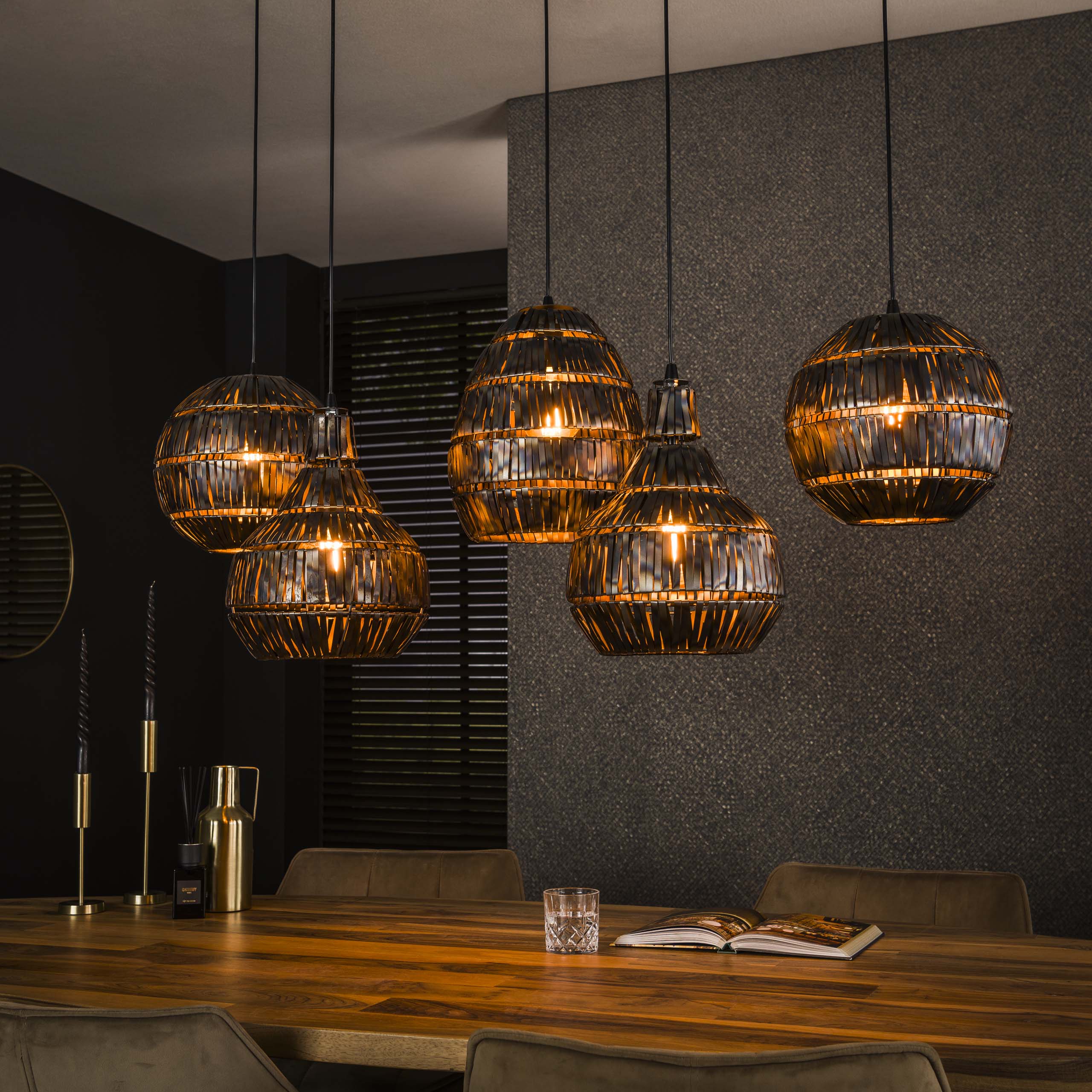 Hanglamp Multi Shade 5-lichts / Zwart bruin