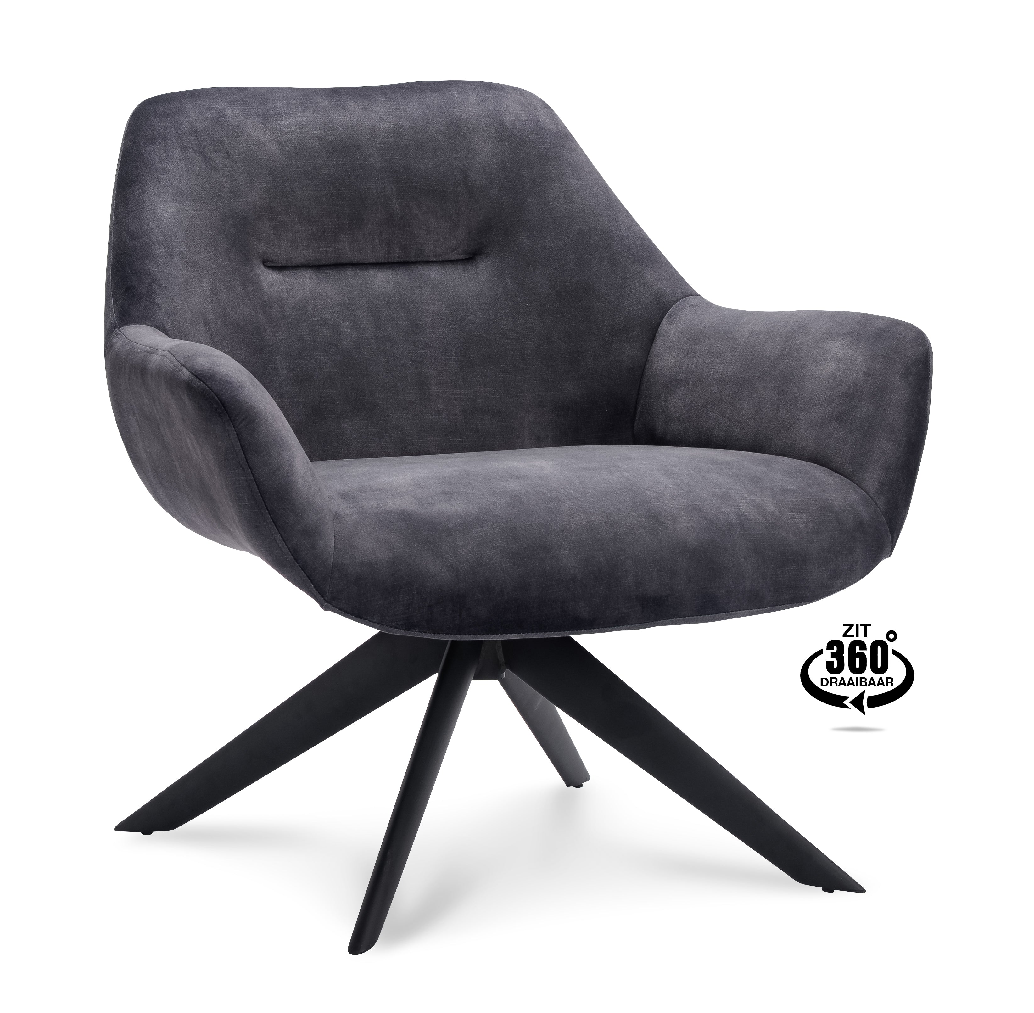 Fauteuil Hilton (draaibaar) Stof Adore Anthracite Leg Black