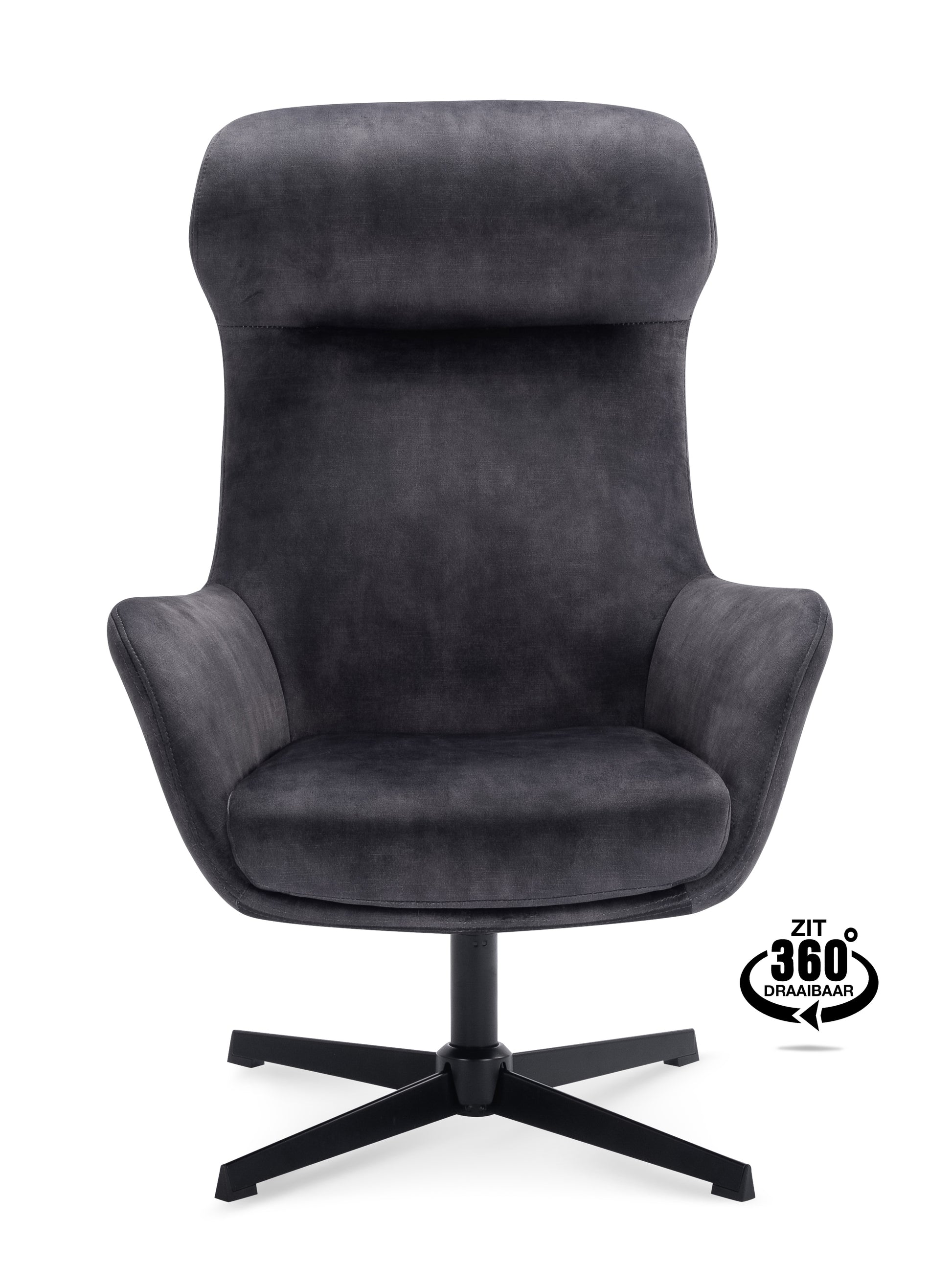 Fauteuil Vienna Stof Adore Anthracite Draaivoet Zwart