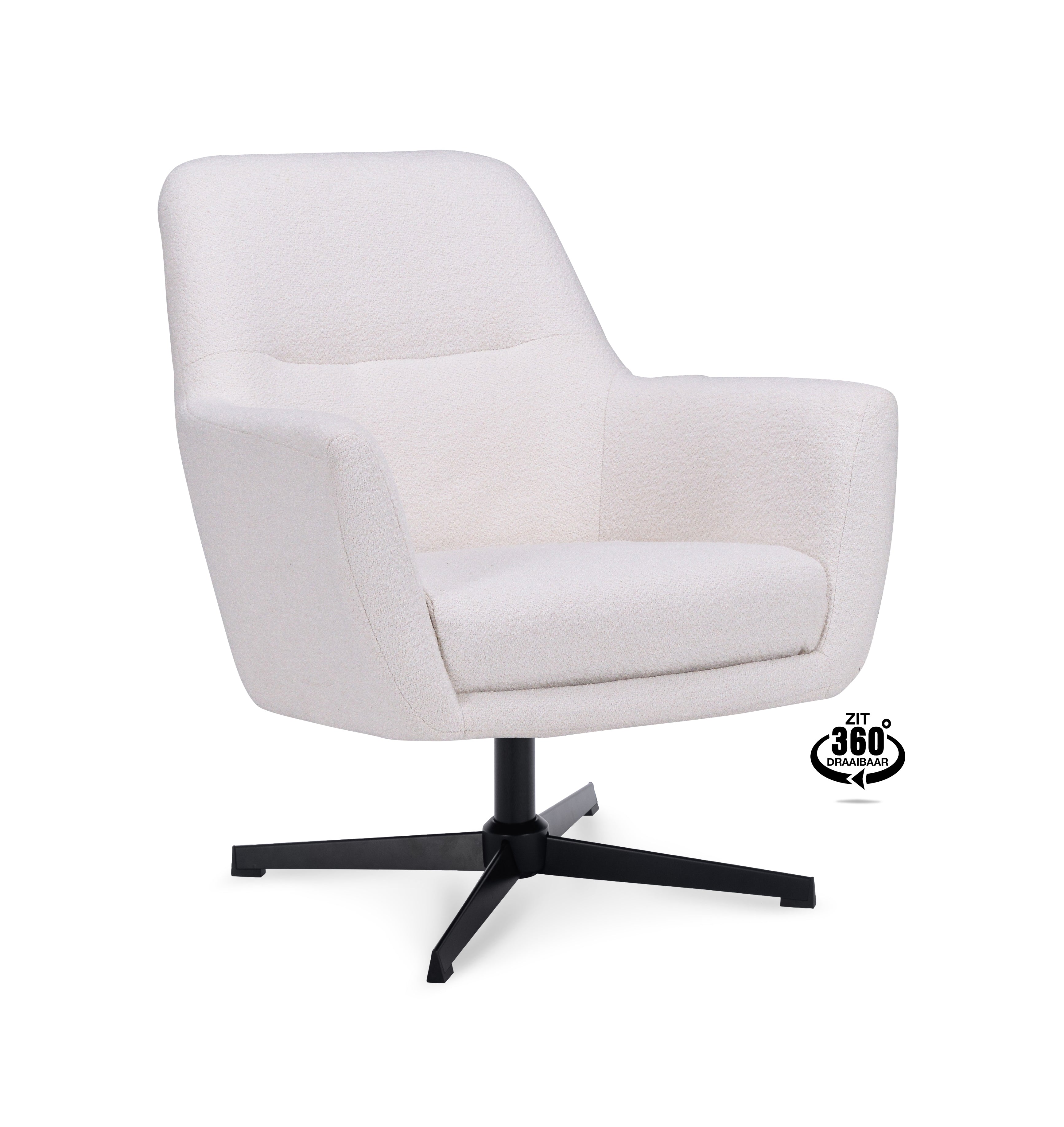 Fauteuil Edge Stof Alpine Ivory Draaivoet Zwart