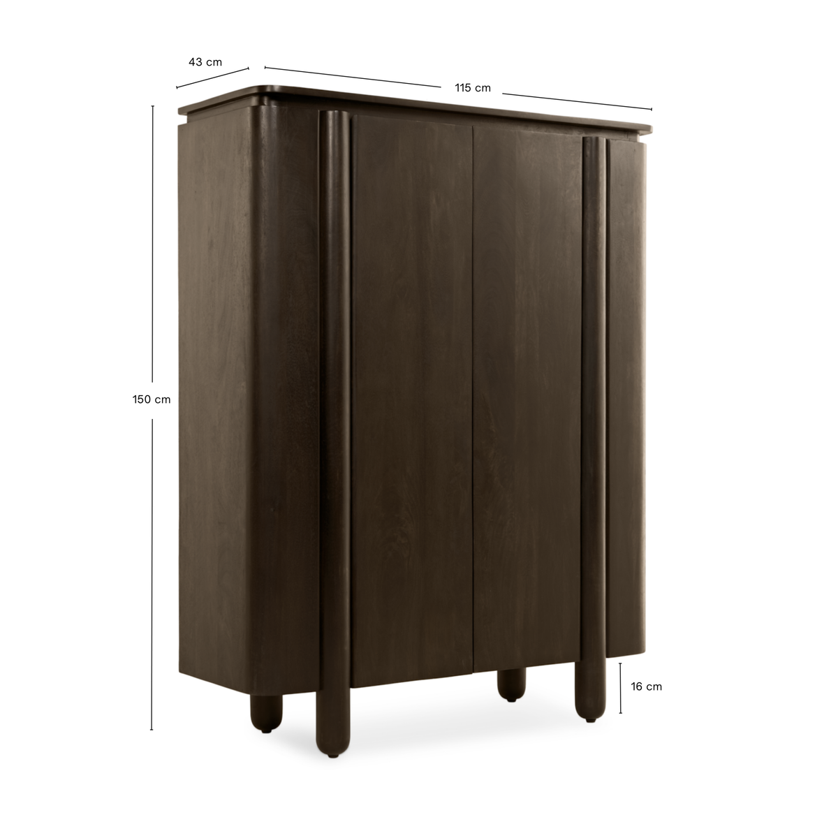 Wandkast Rondo - 150 cm Donkerbruin