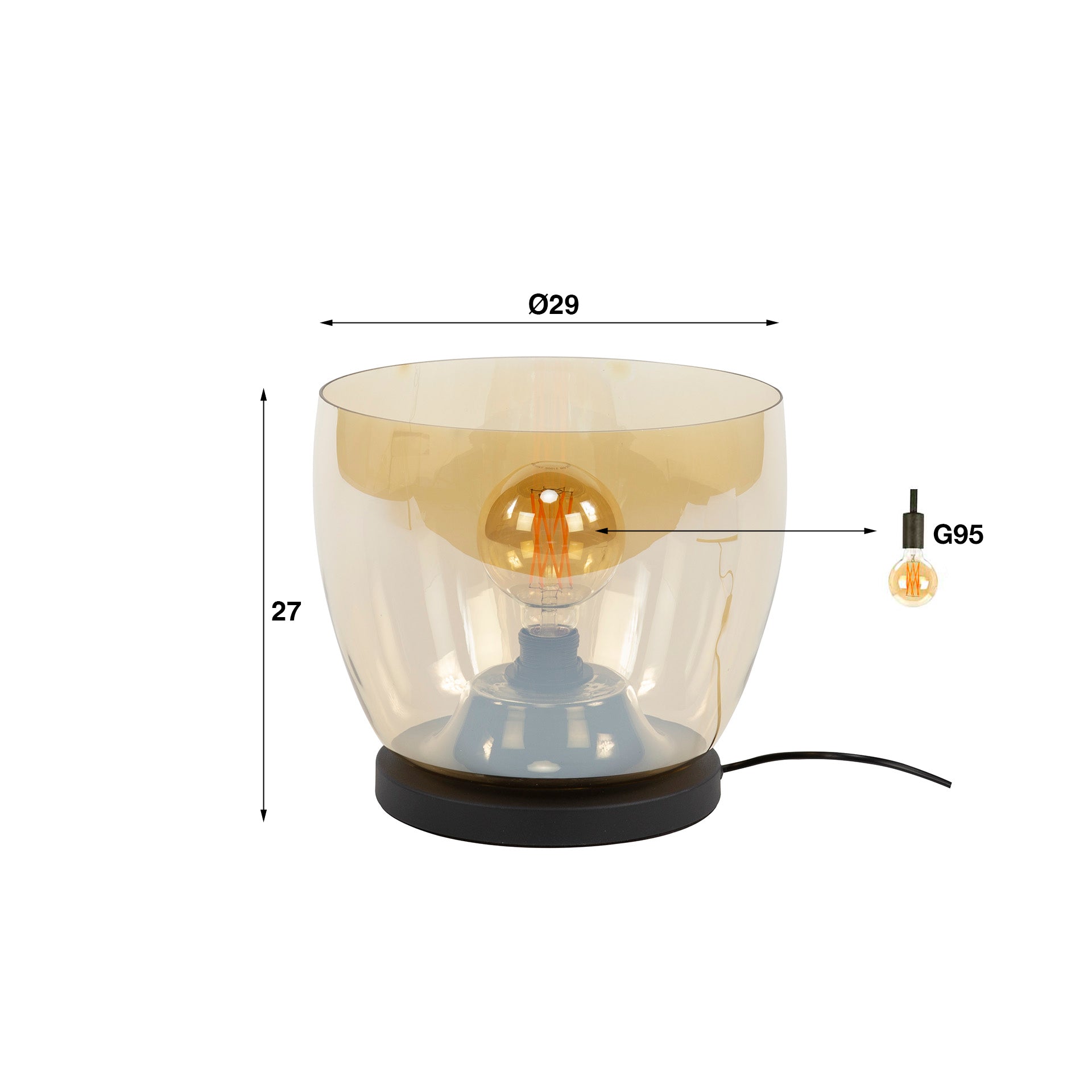 Vloerlamp Up L 1 Lichts Amber Glas