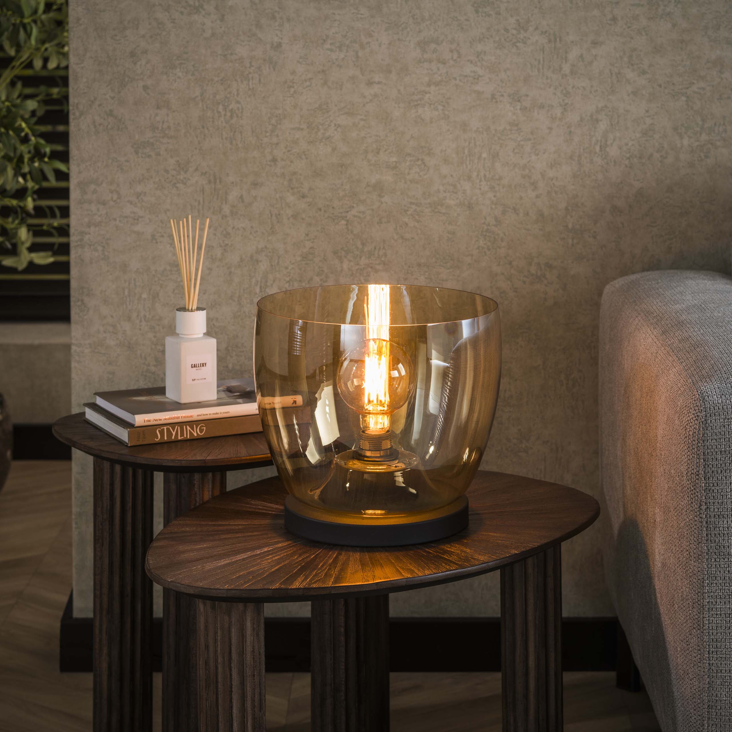 Vloerlamp Up L 1 Lichts Amber Glas