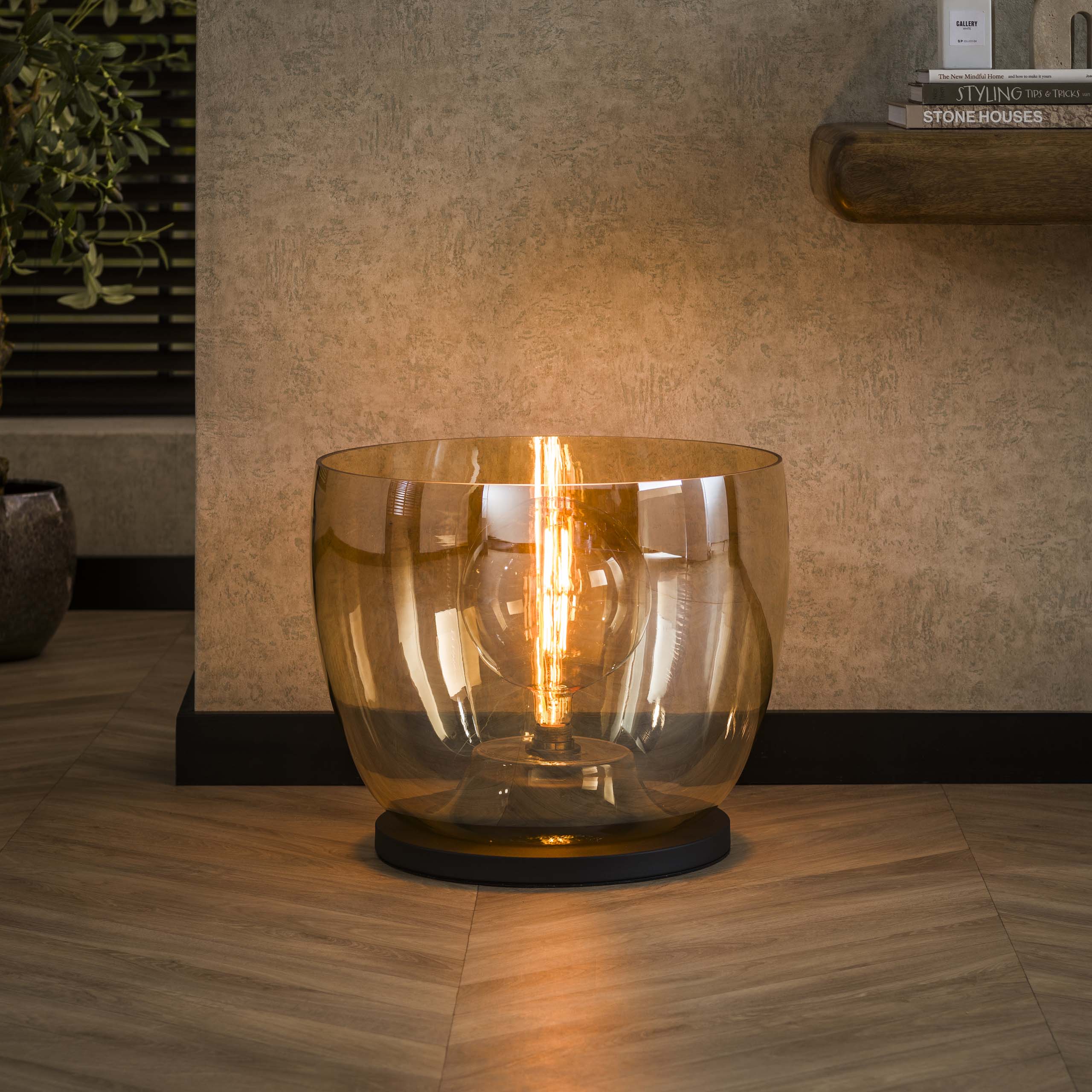 Vloerlamp Up Xxl 1 Lichts Amber Glas