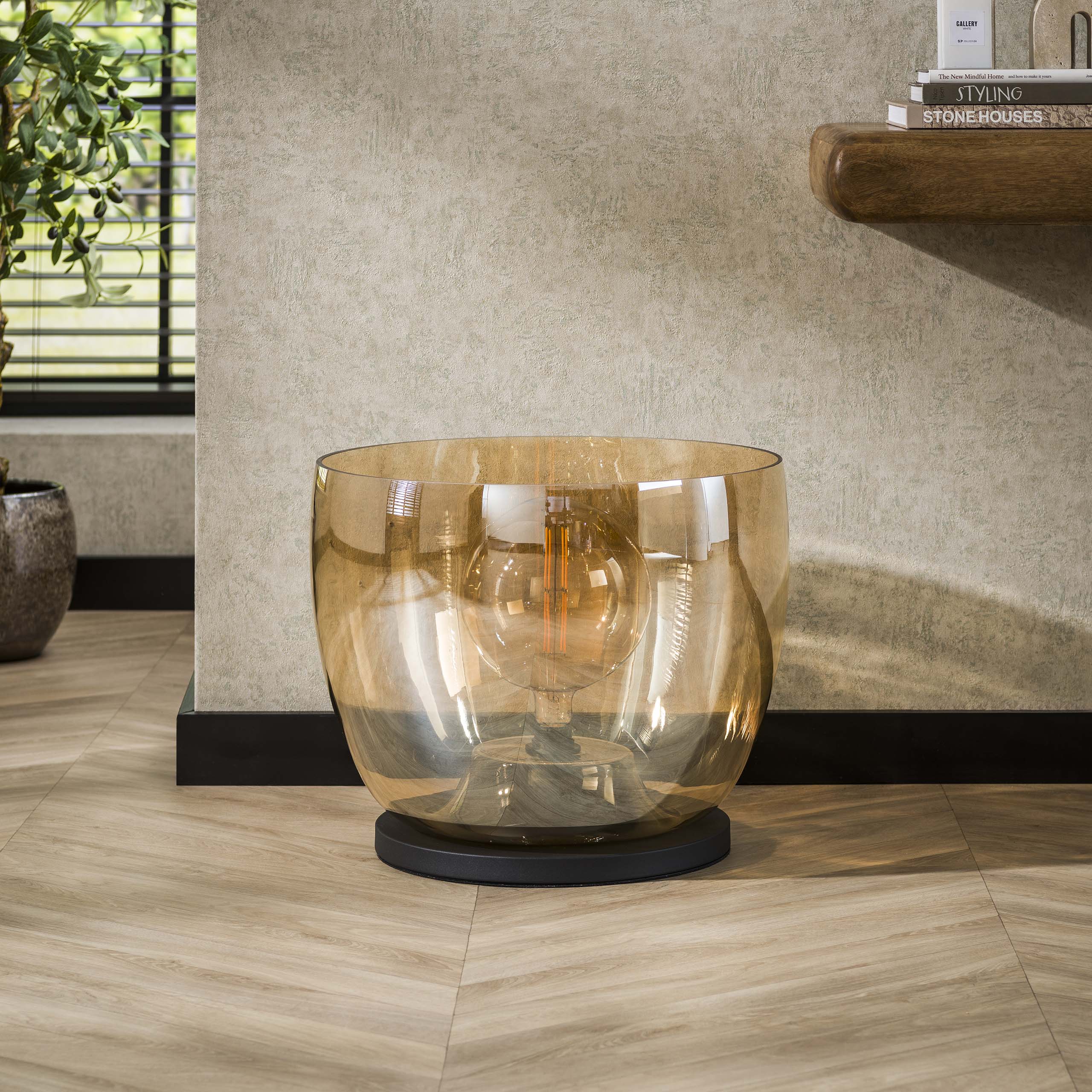 Vloerlamp Up Xxl 1 Lichts Amber Glas