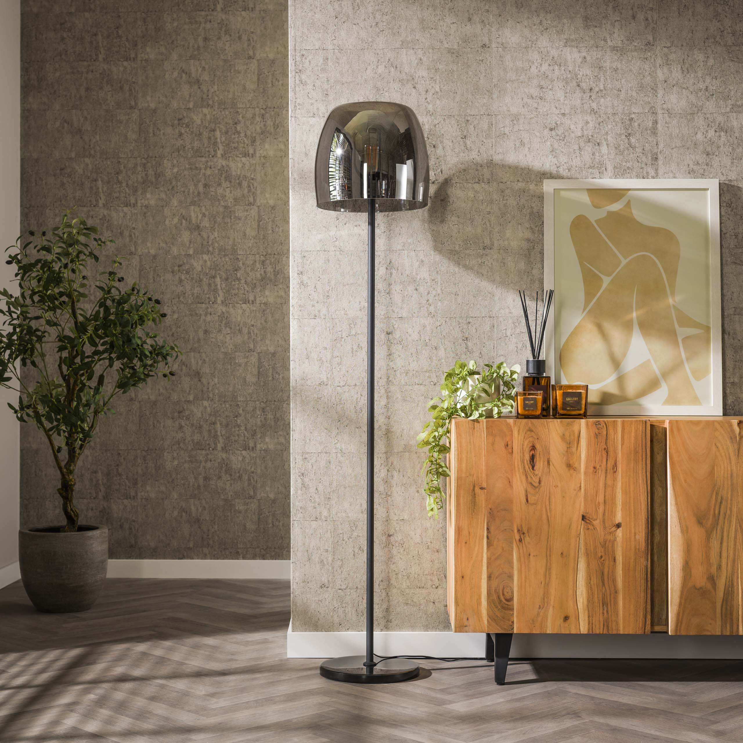 Vloerlamp Drift Glass 1 Lichts Smoke Grey Glas
