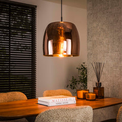Hanglamp Drift Glass 1 Lichts Koper Glas