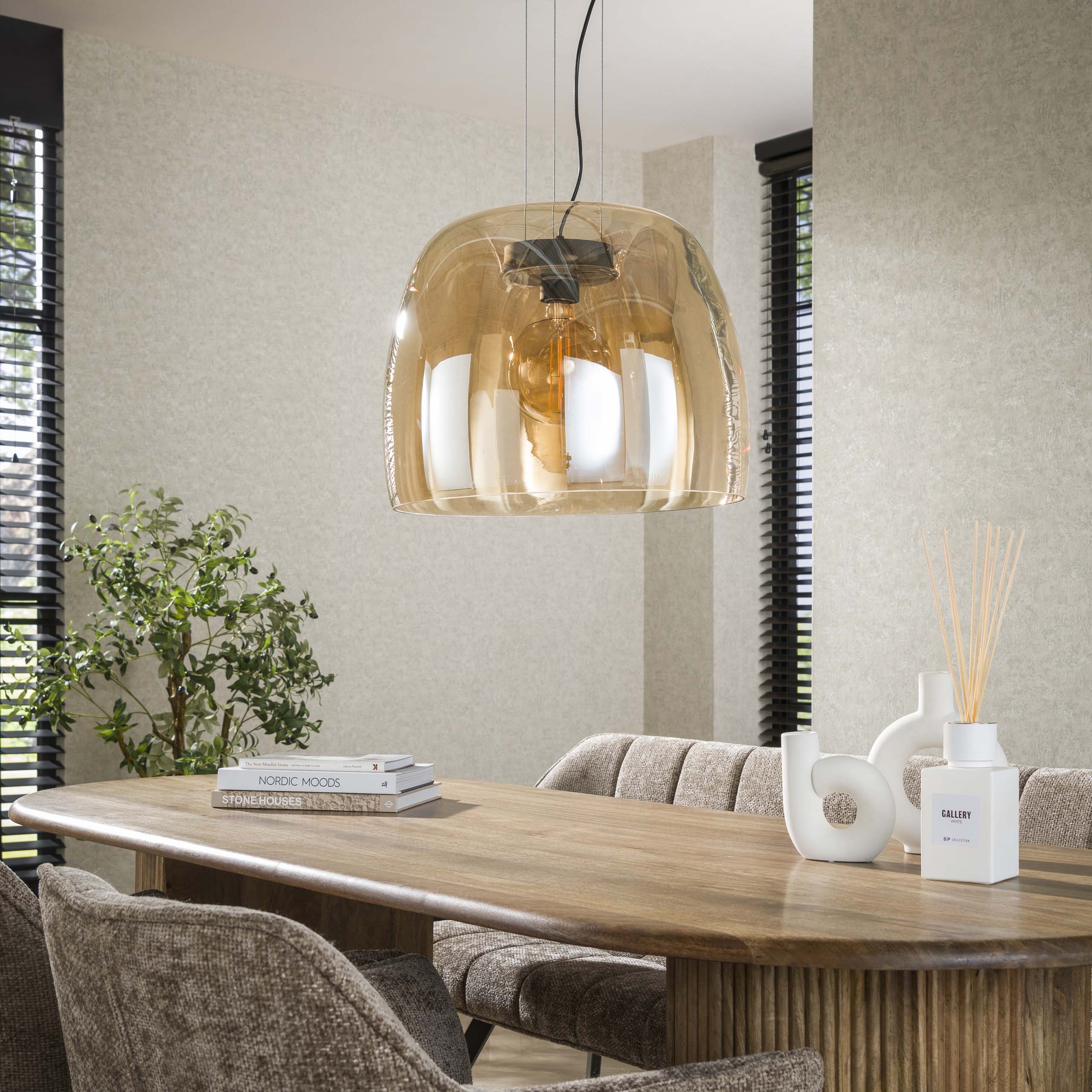 Hanglamp Drift Glass Xl 1 Lichts Amber Glas