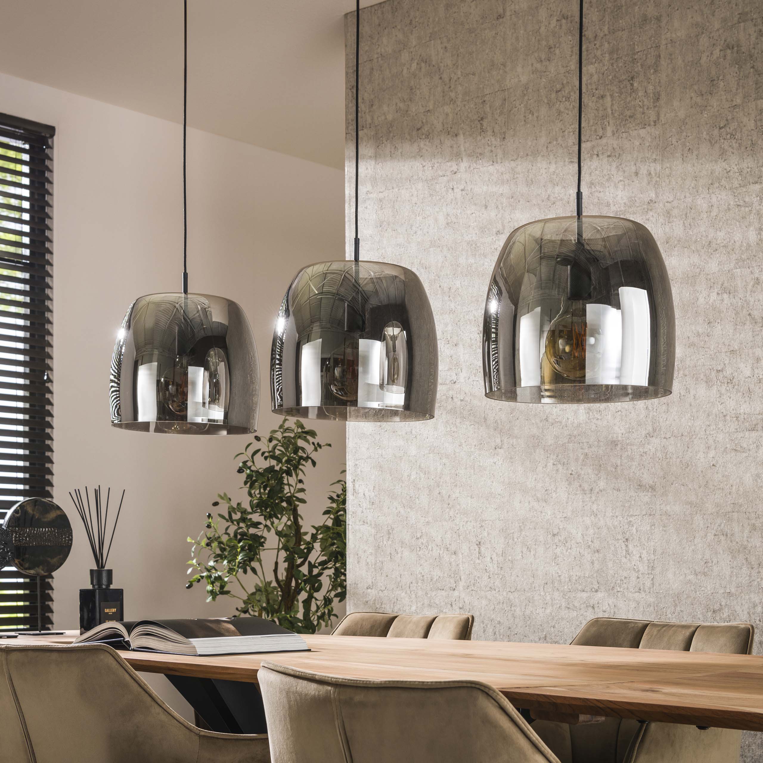 Hanglamp Drift Glass 3 Lichts Smoke Grey Glas